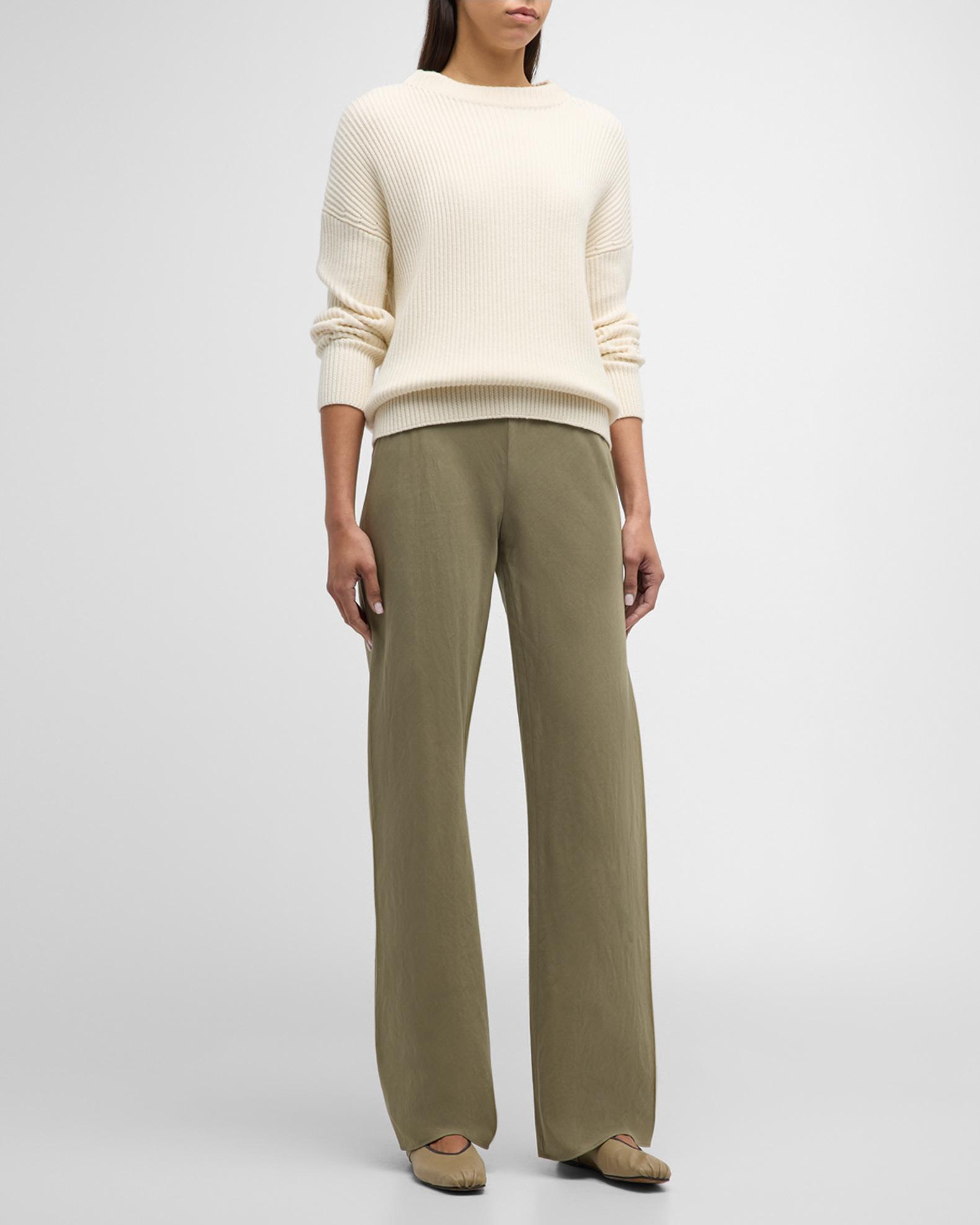 Vince Ribbed Funnel-Neck Cotton Cashmere Sweater | Neiman Marcus
