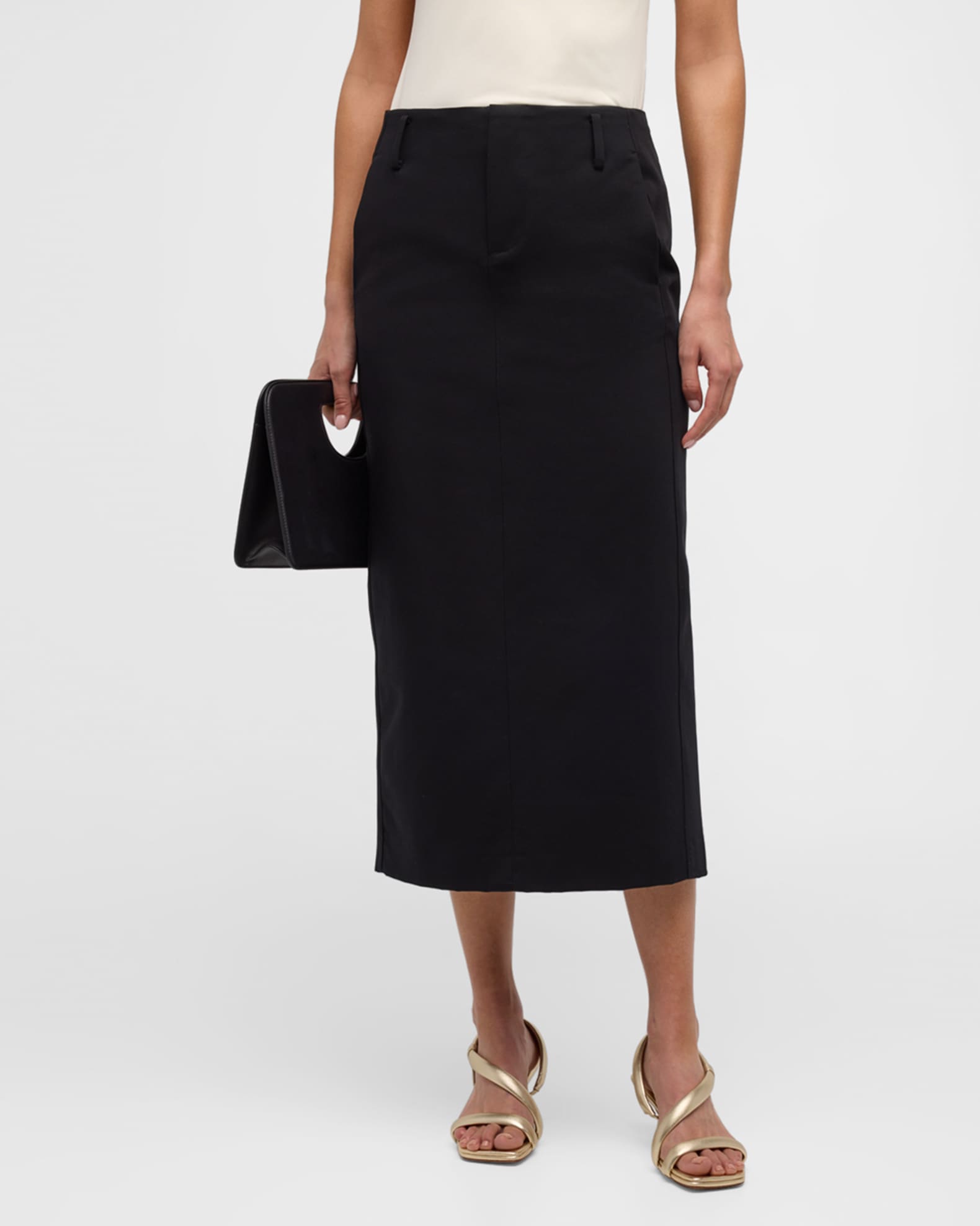 Vince Straight Fit Midi Skirt Black