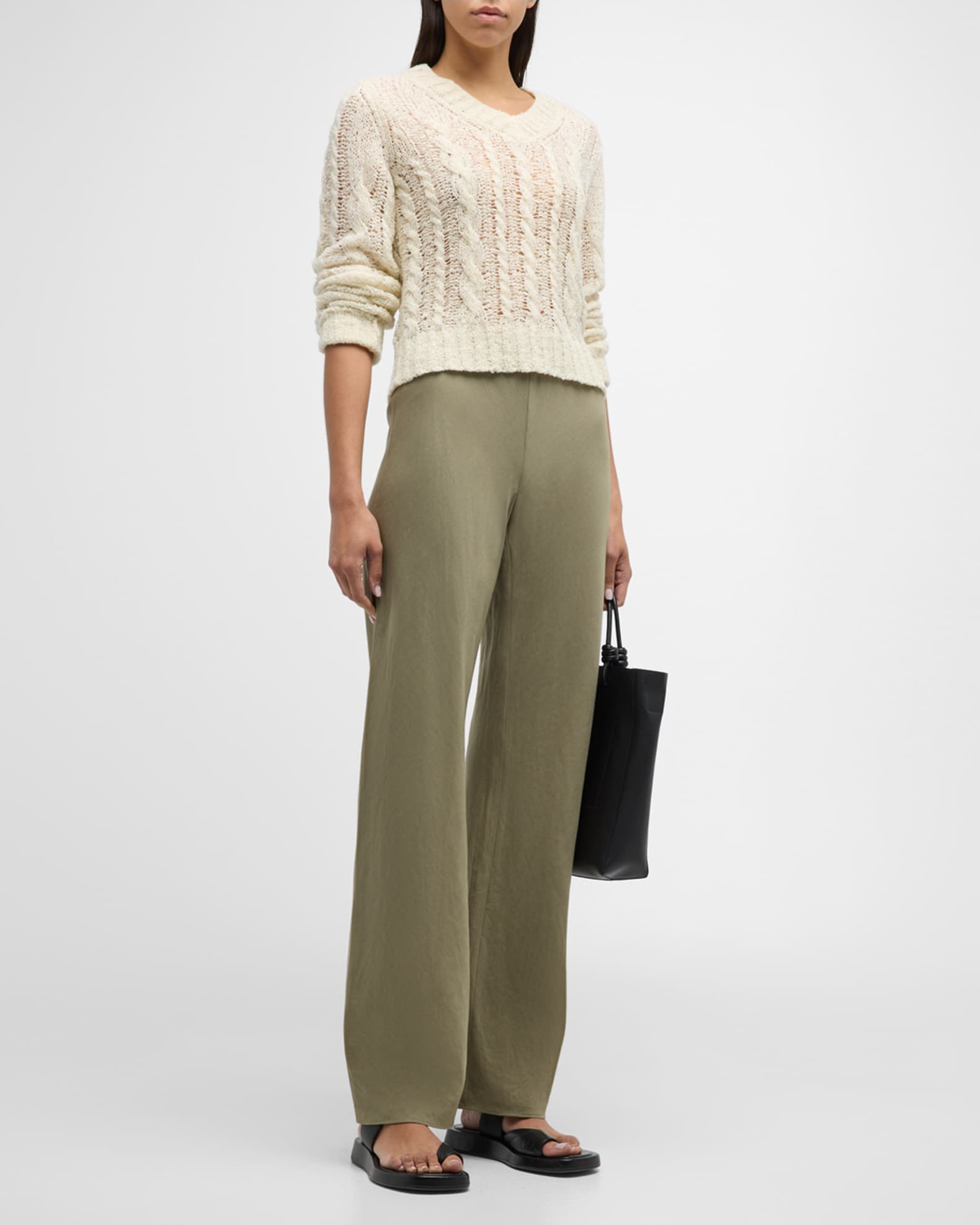 0260~V Neck Embroidered Wool Blend Sweater