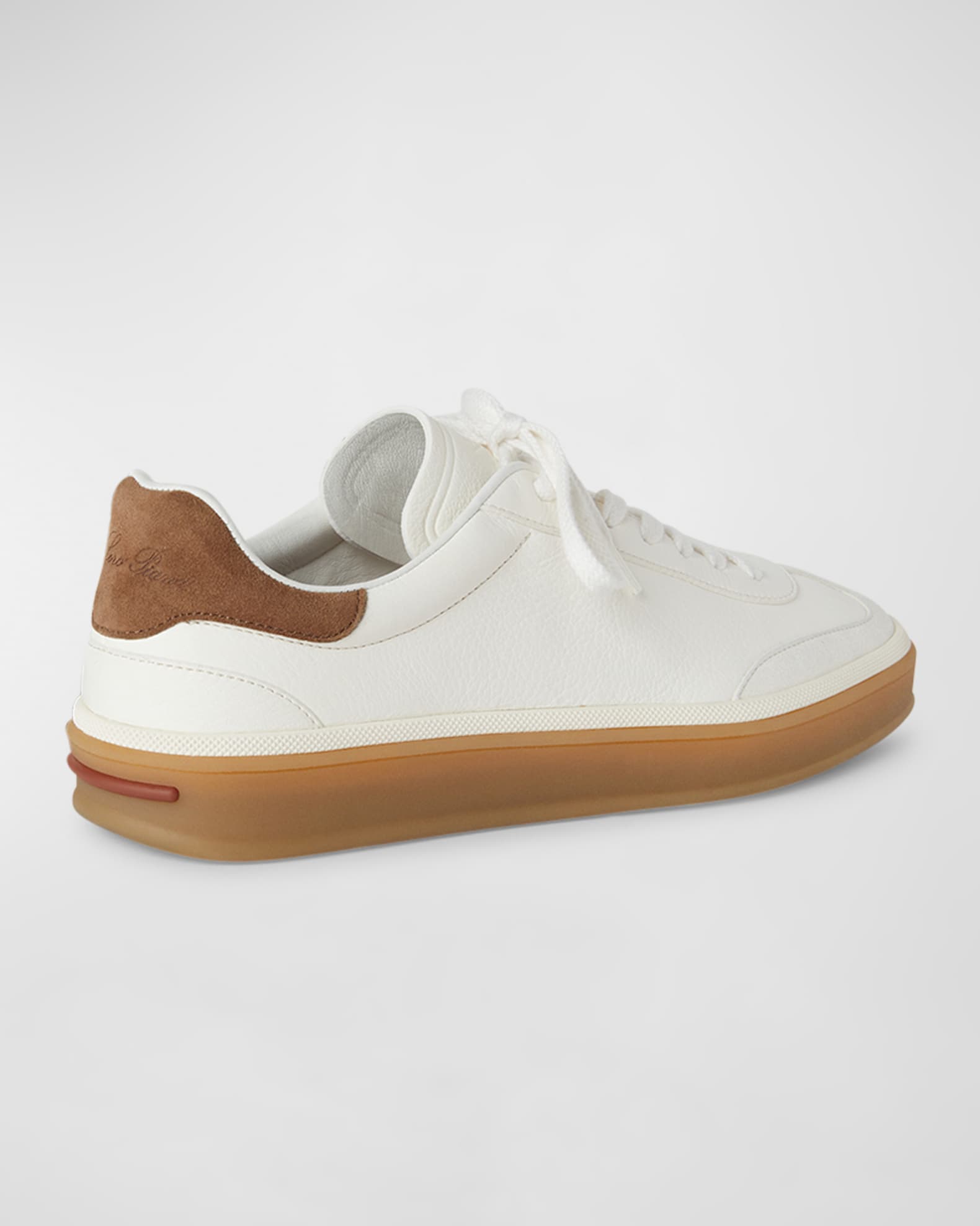 Mixed Leather Low-Top Tennis Sneakers