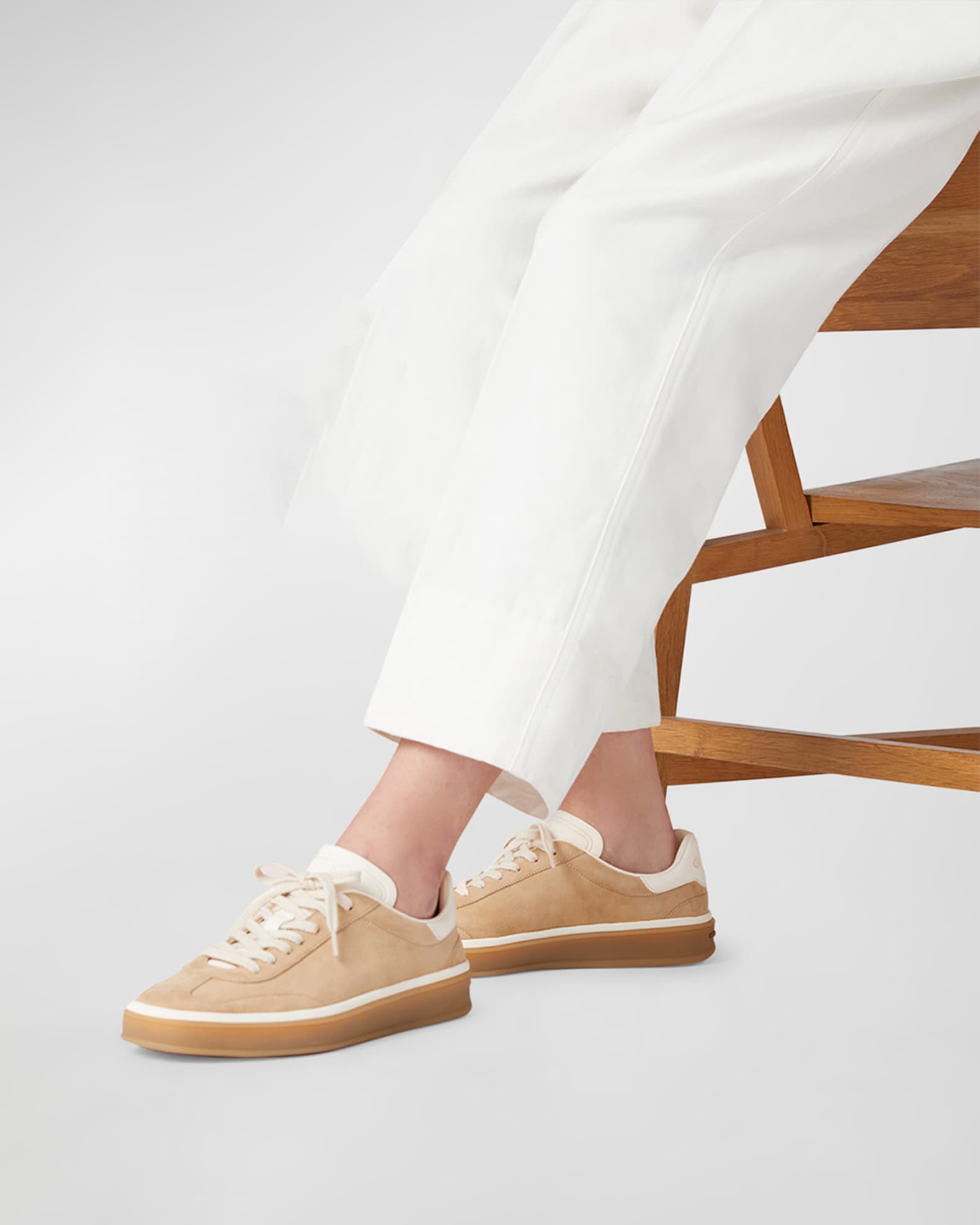Loro Piana Mixed Leather Low-Top Tennis Sneakers | Neiman Marcus