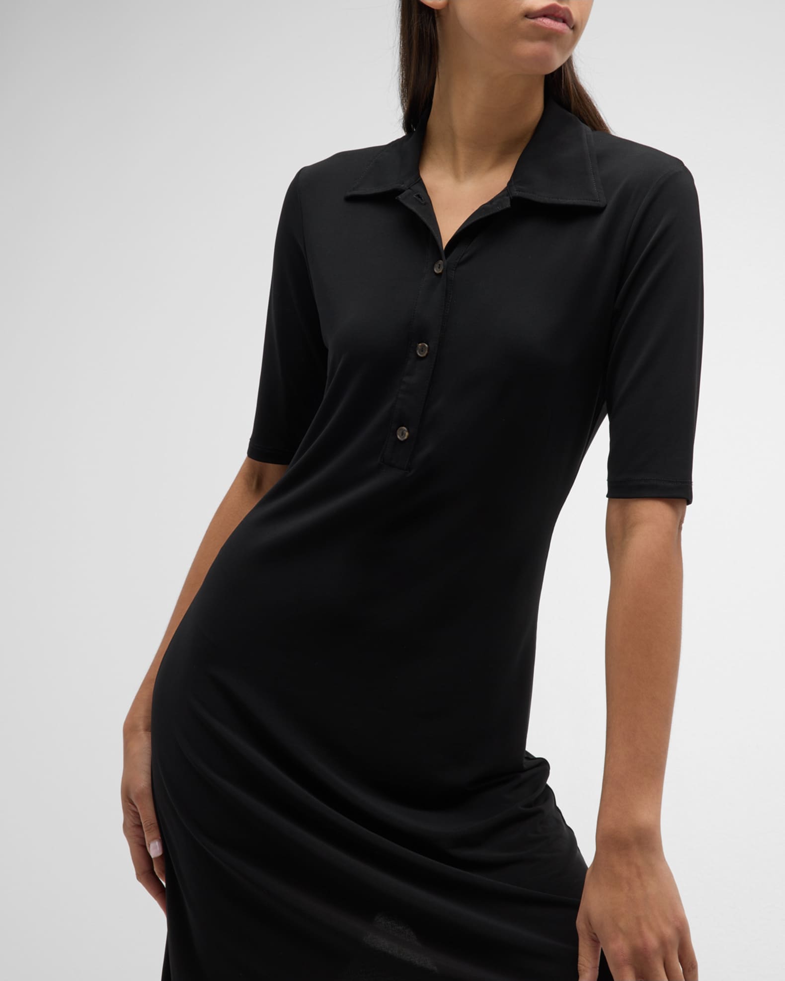 Vince ElbowSleeve Mini Polo Dress Neiman Marcus