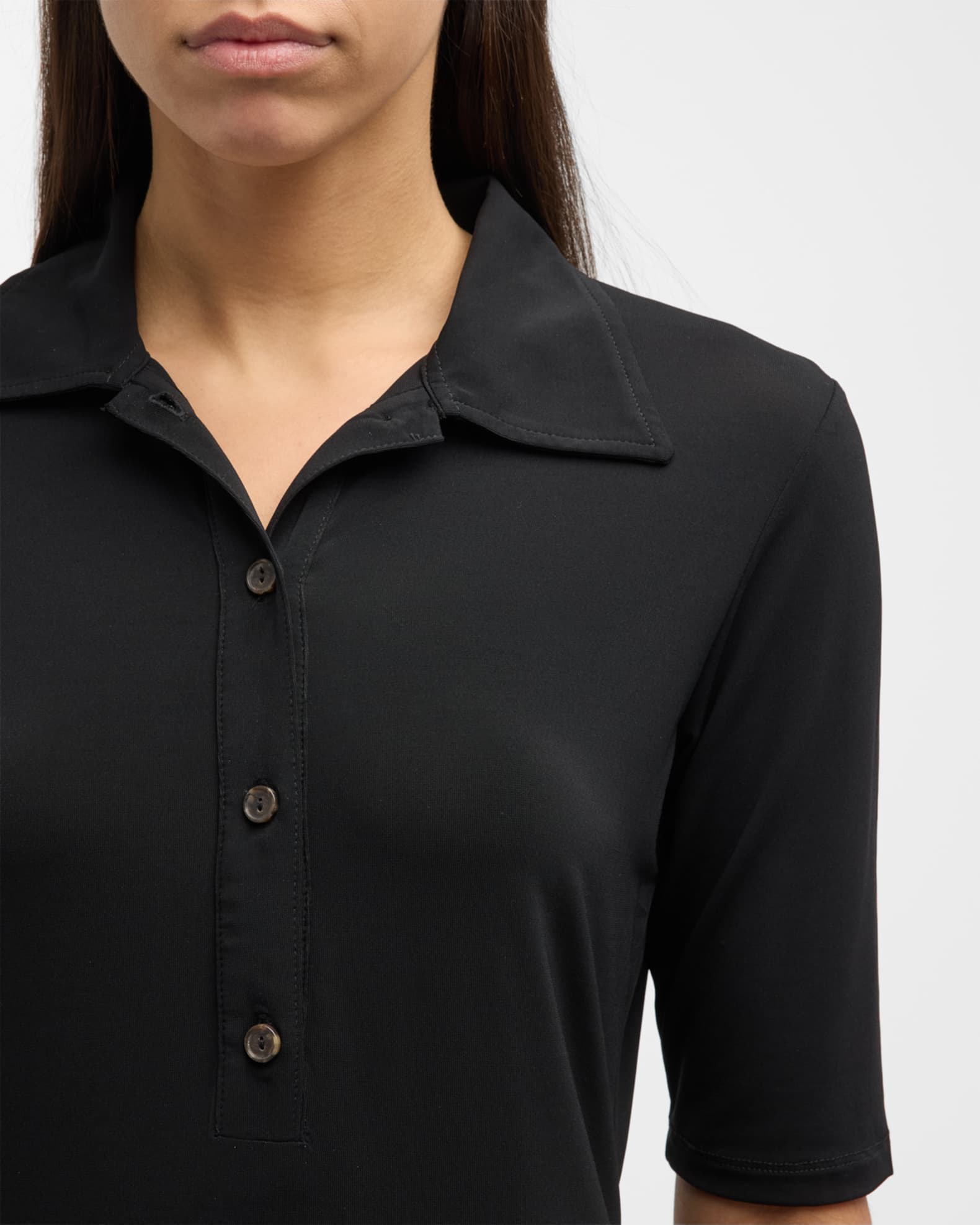 Vince ElbowSleeve Mini Polo Dress Neiman Marcus