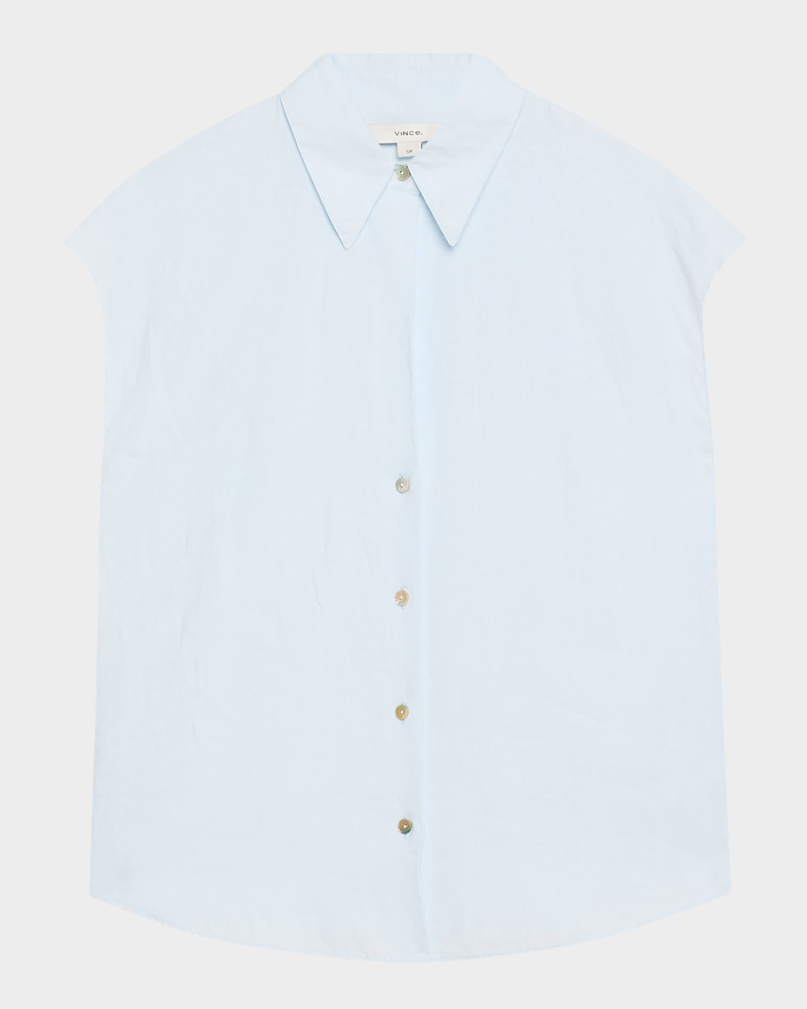 Cap-Sleeve Linen Button-Front Blouse 0
