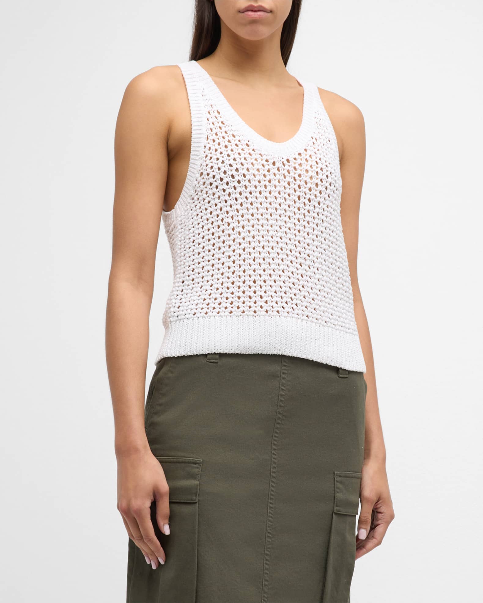 Vince Mesh Stitch V-Neck Tank Top | Neiman Marcus