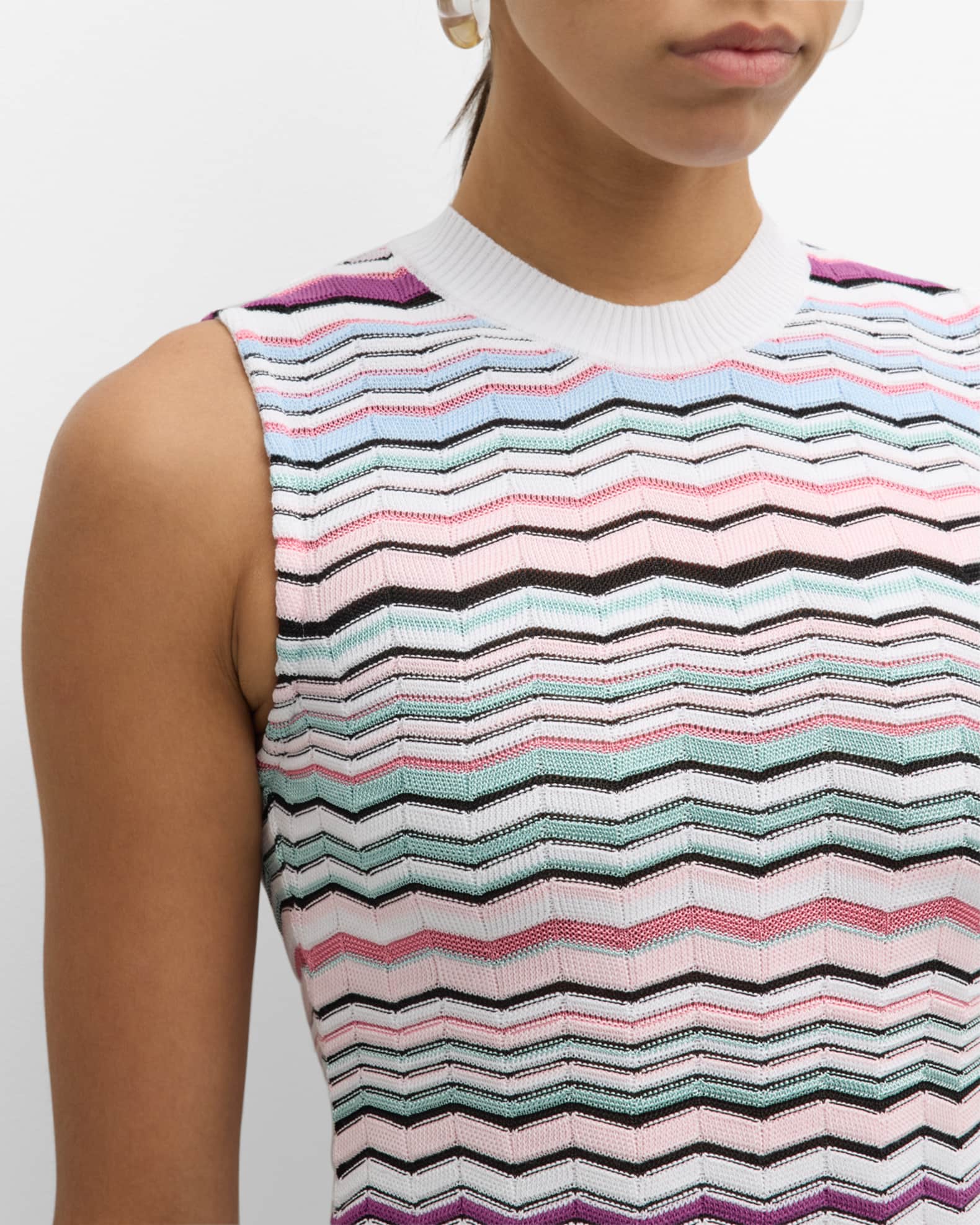 Tencel Blend Stripe Contrast Trim Women Knit Mini Tank Dress main image 1