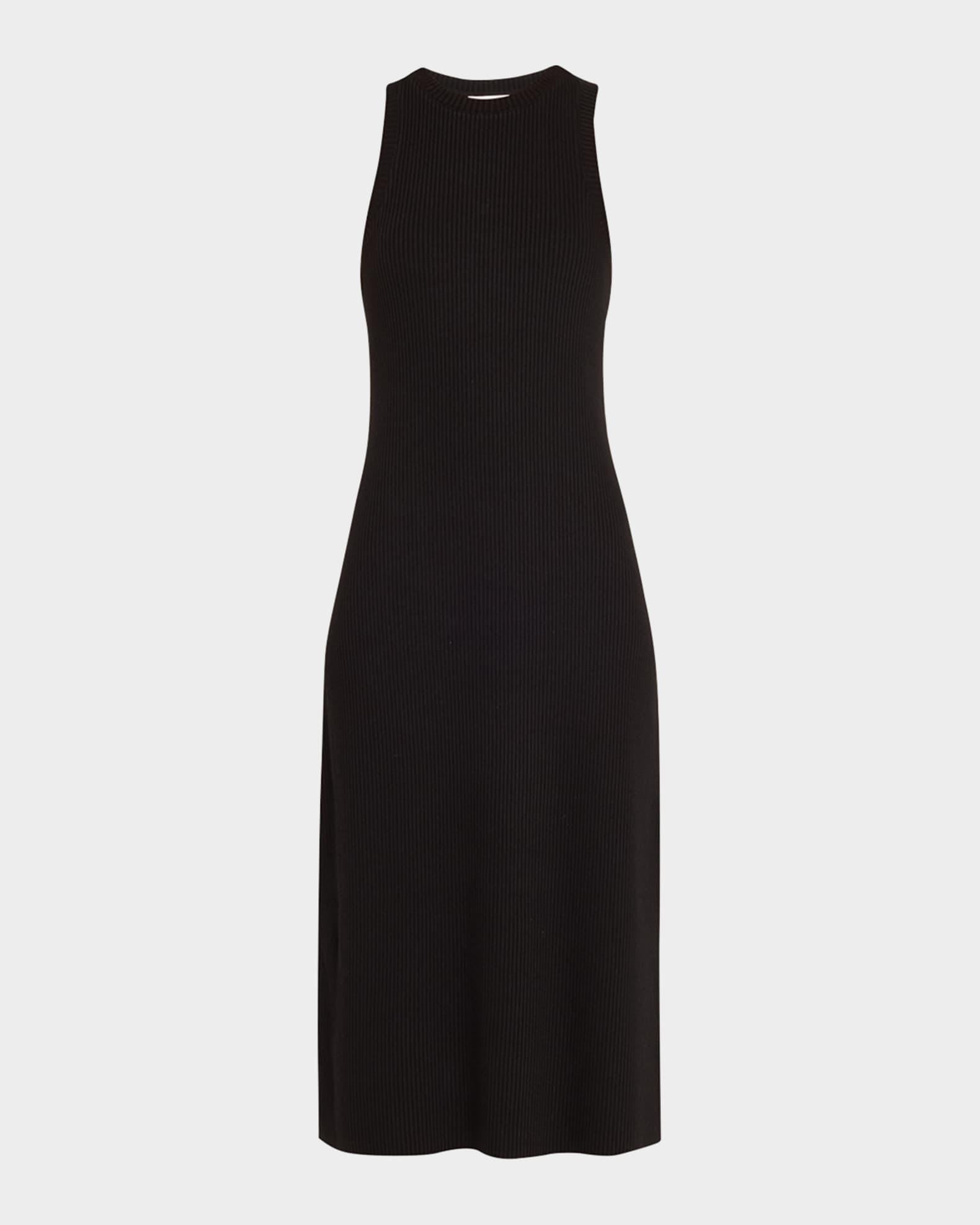 Ribbed High Neck Midi Tank Dress