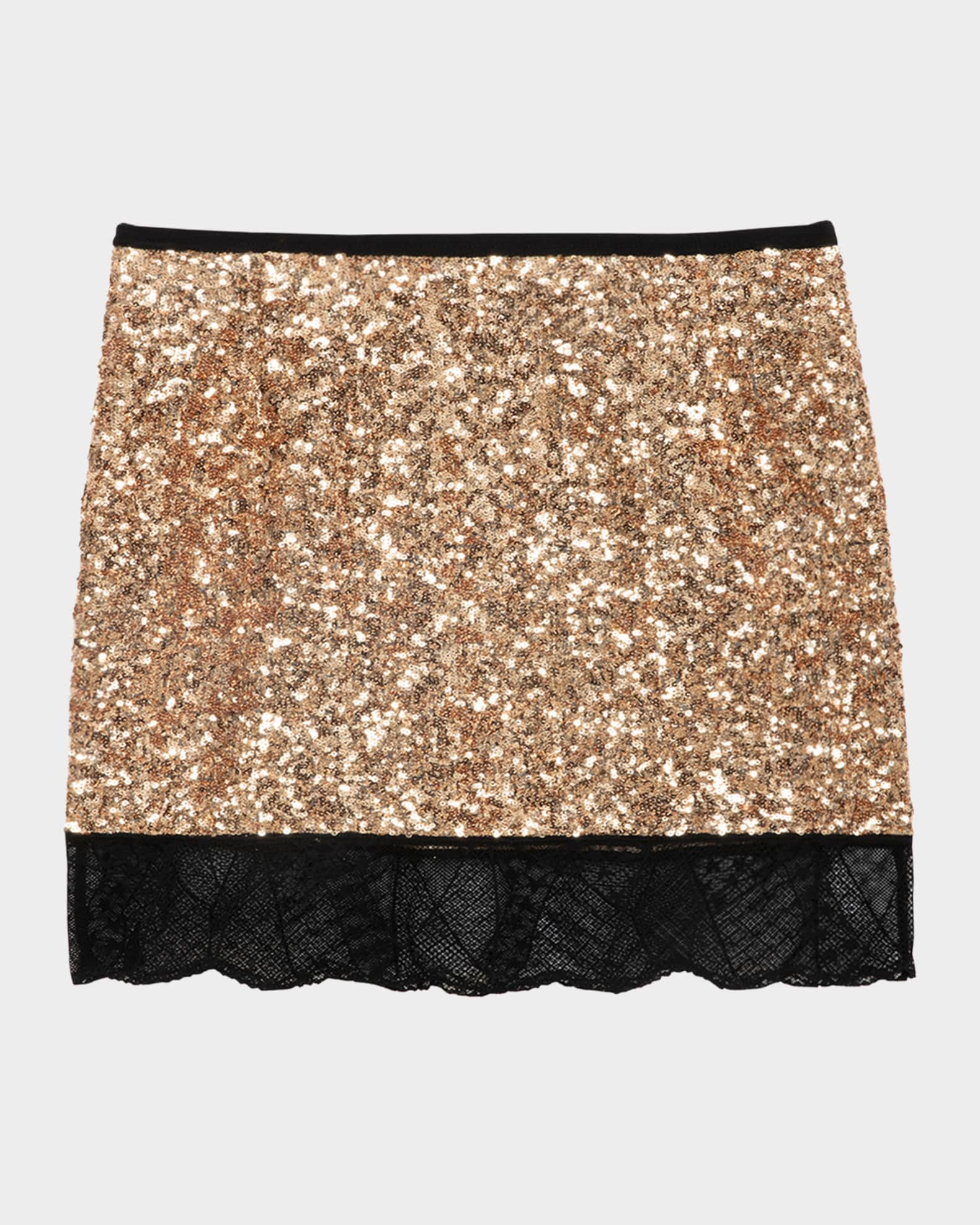 Zadig Voltaire Justicias Sequin Mini Skirt Gold