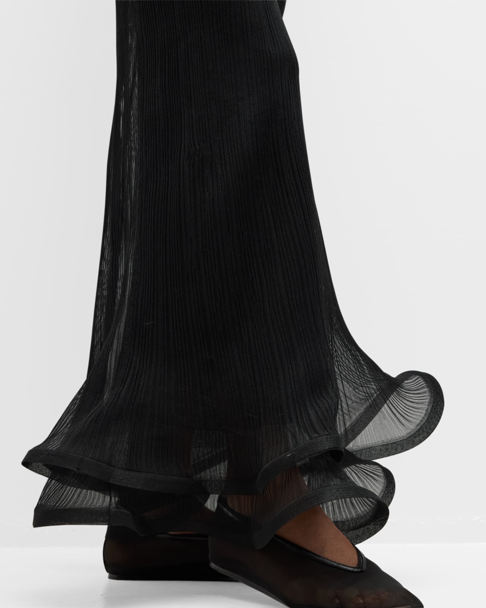 SIMKHAI Kelso Ruffled Plisse Maxi Skirt | Neiman Marcus