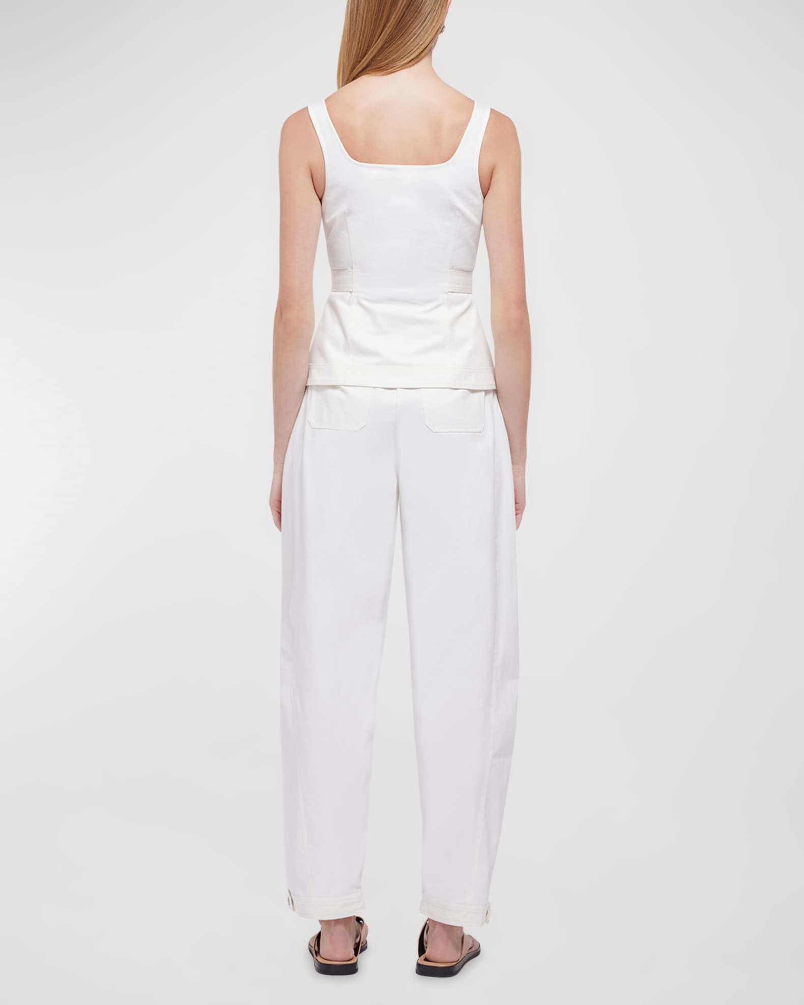 SIMKHAI Dolce Topstitched Sleeveless ZipUp Top Neiman Marcus