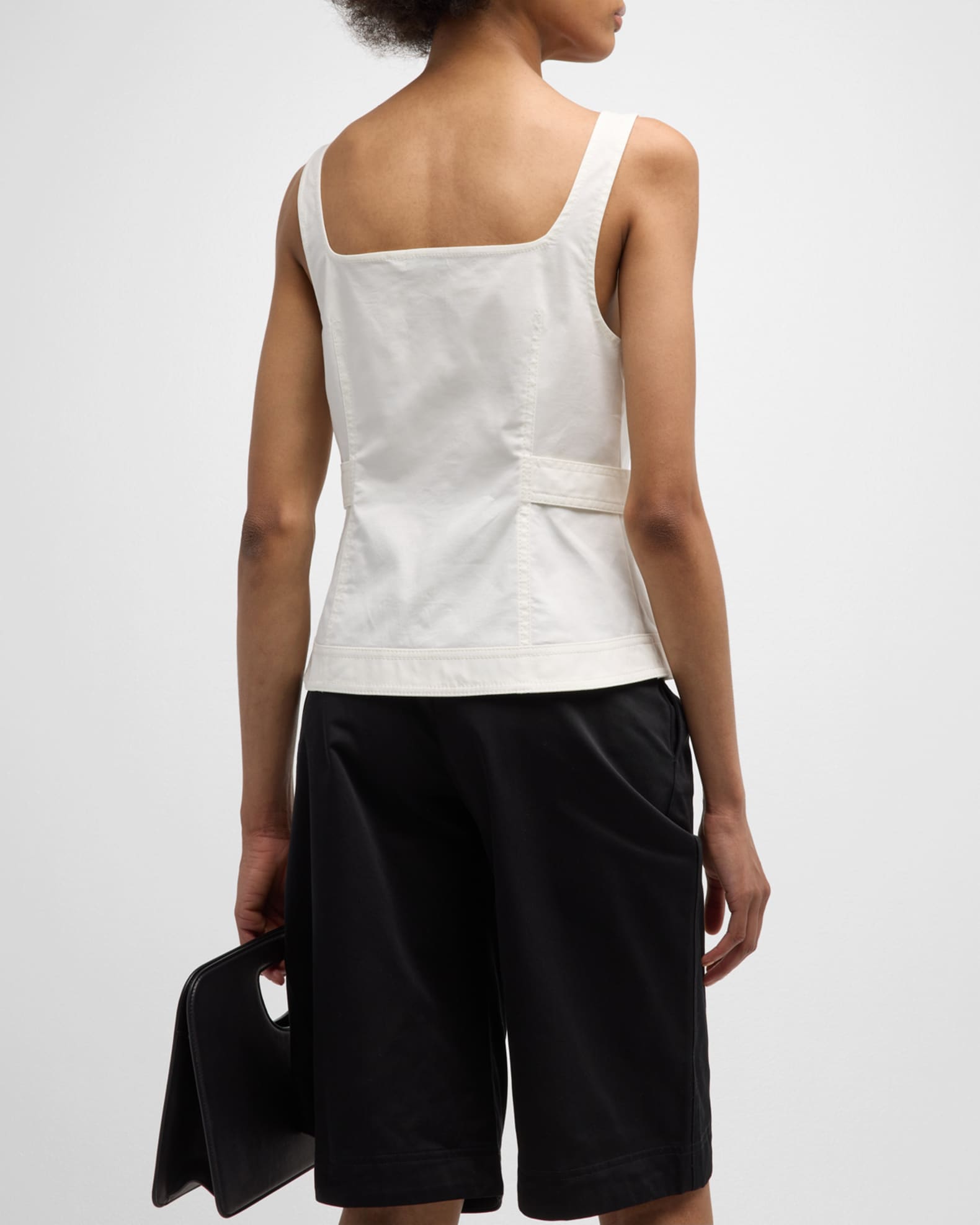 SIMKHAI Dolce Topstitched Sleeveless ZipUp Top Neiman Marcus