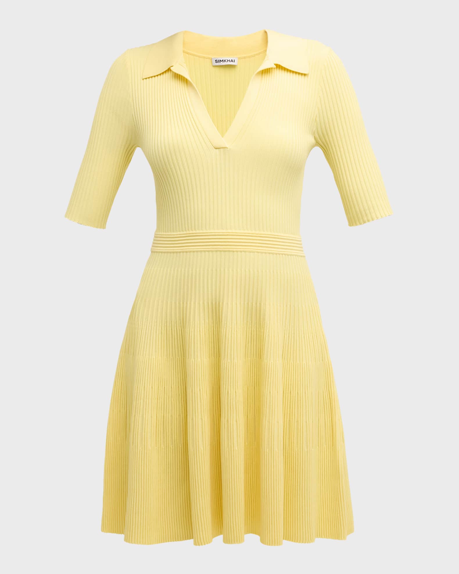 SIMKHAI Patricia VNeck Ribbed Polo Mini Dress Neiman Marcus
