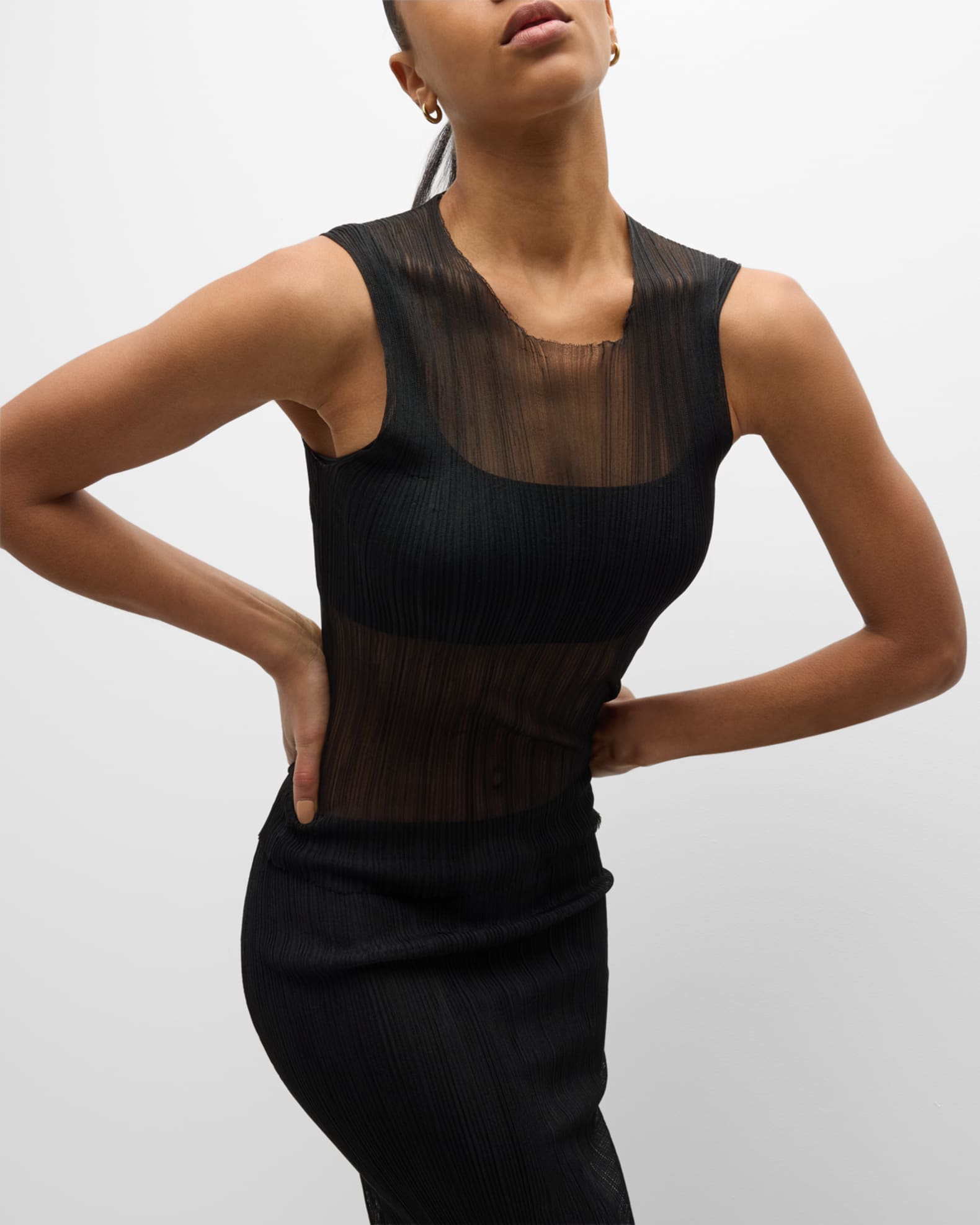 SIMKHAI Oakley Bralette Plise Knit Tank Top | Neiman Marcus