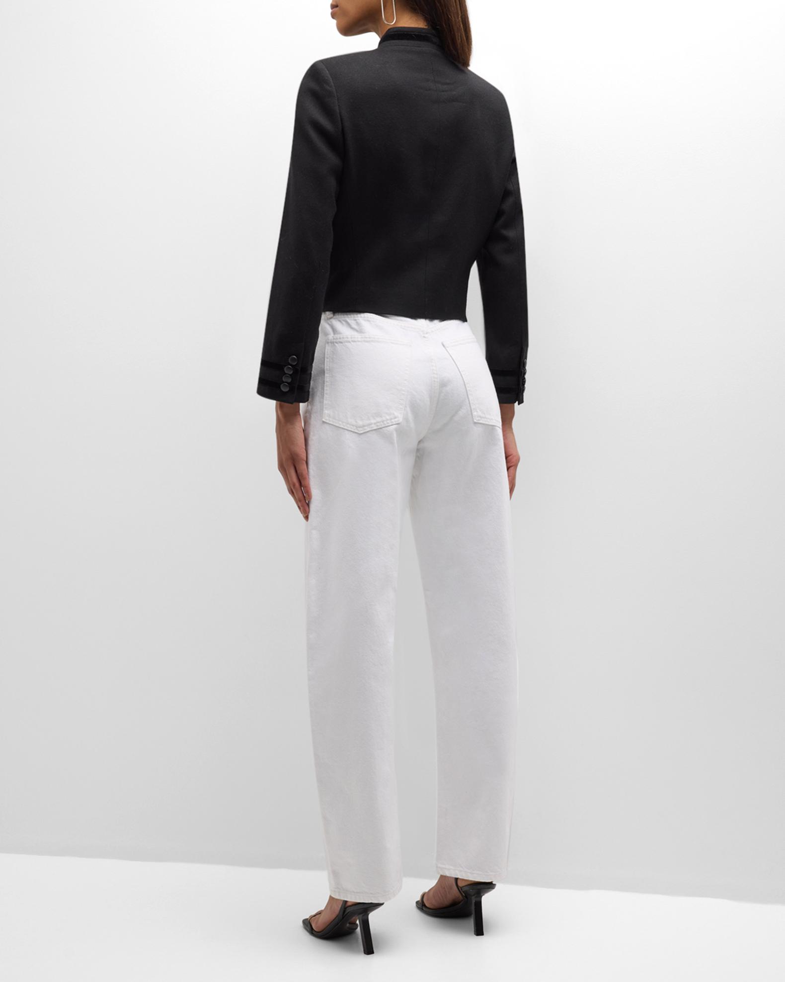 White High Rise Barrel Denim Pants