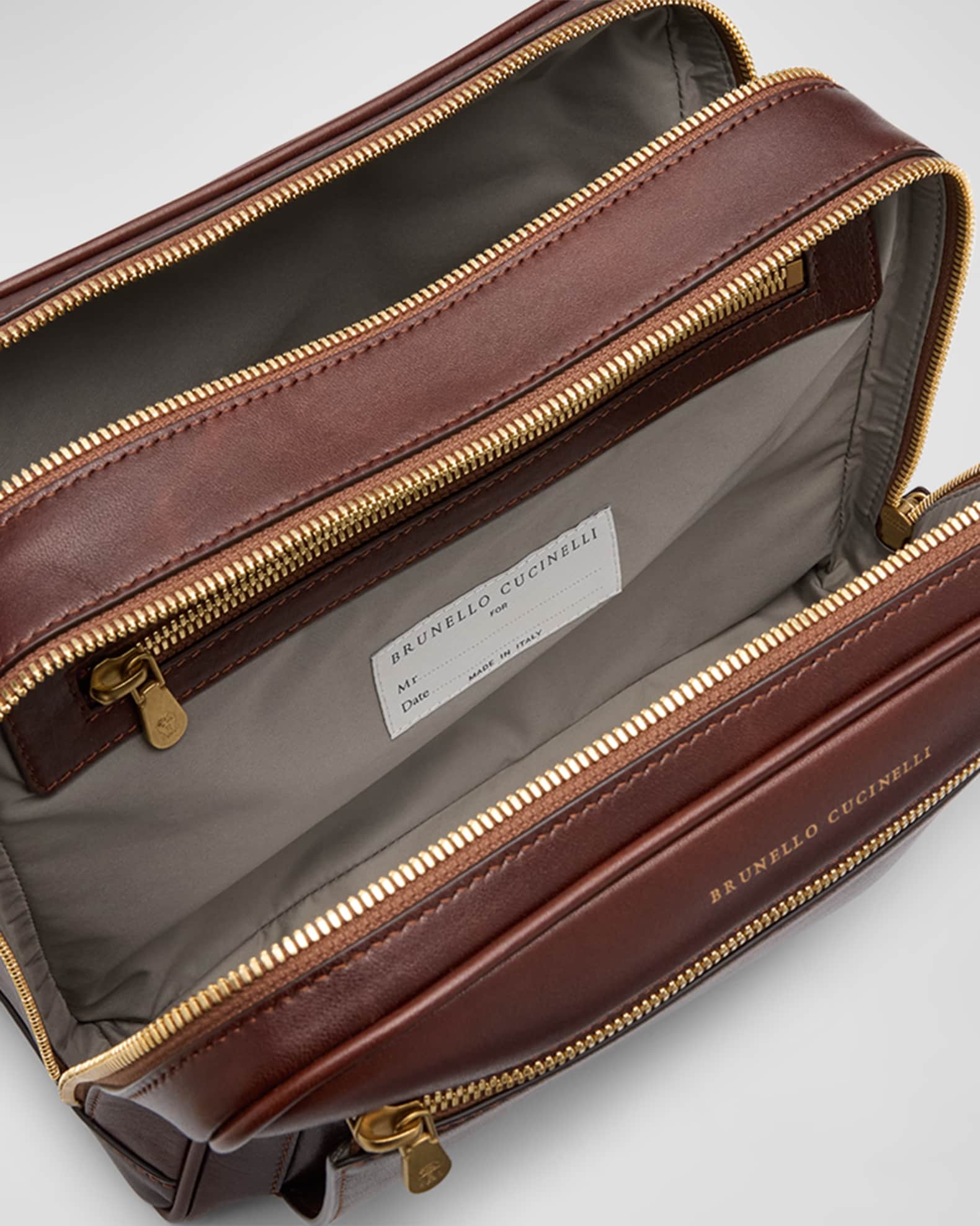 Brunello Cucinelli Men's Leather Toiletry Bag | Neiman Marcus