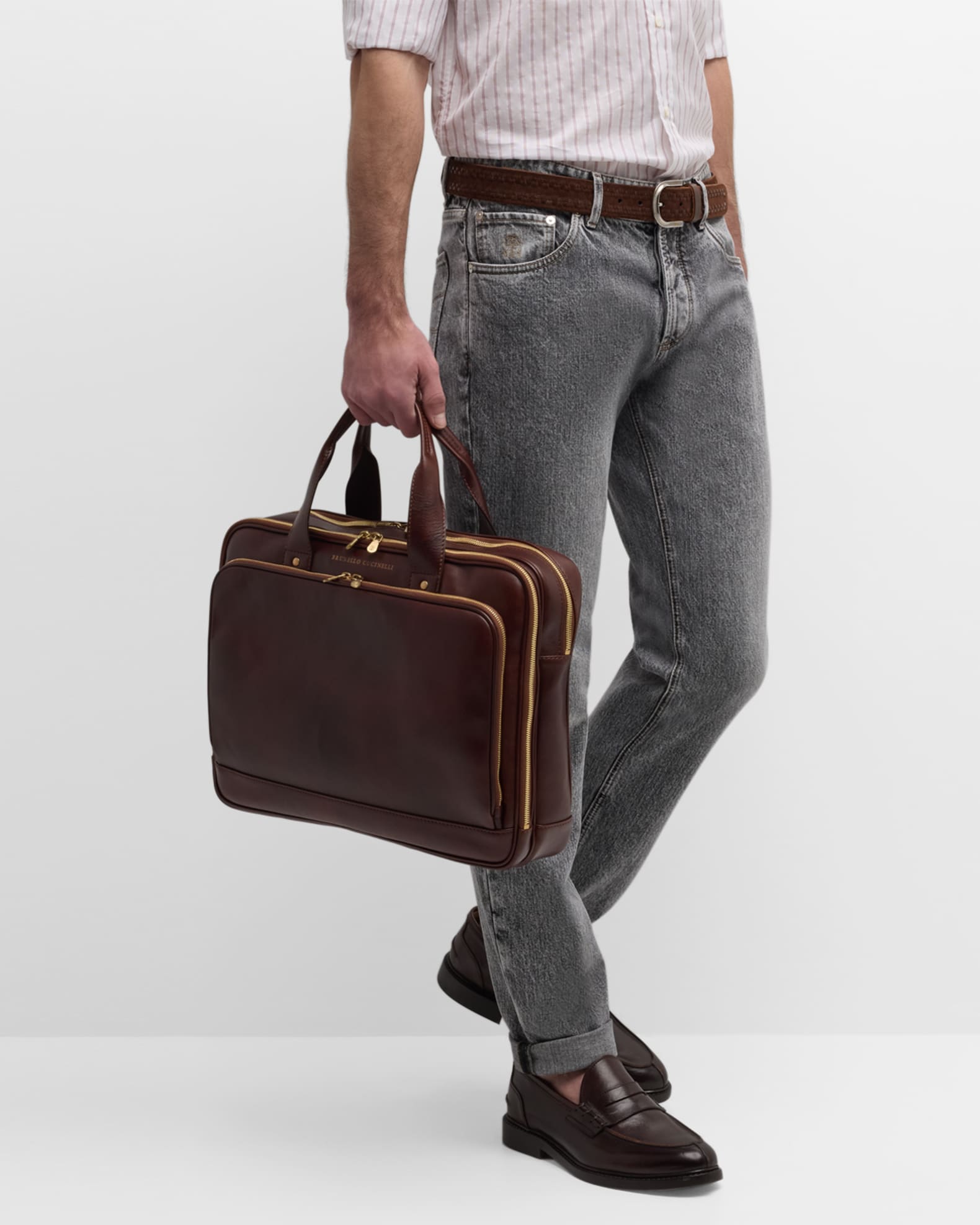 Brunello Cucinelli Men's Calfskin Briefcase | Neiman Marcus