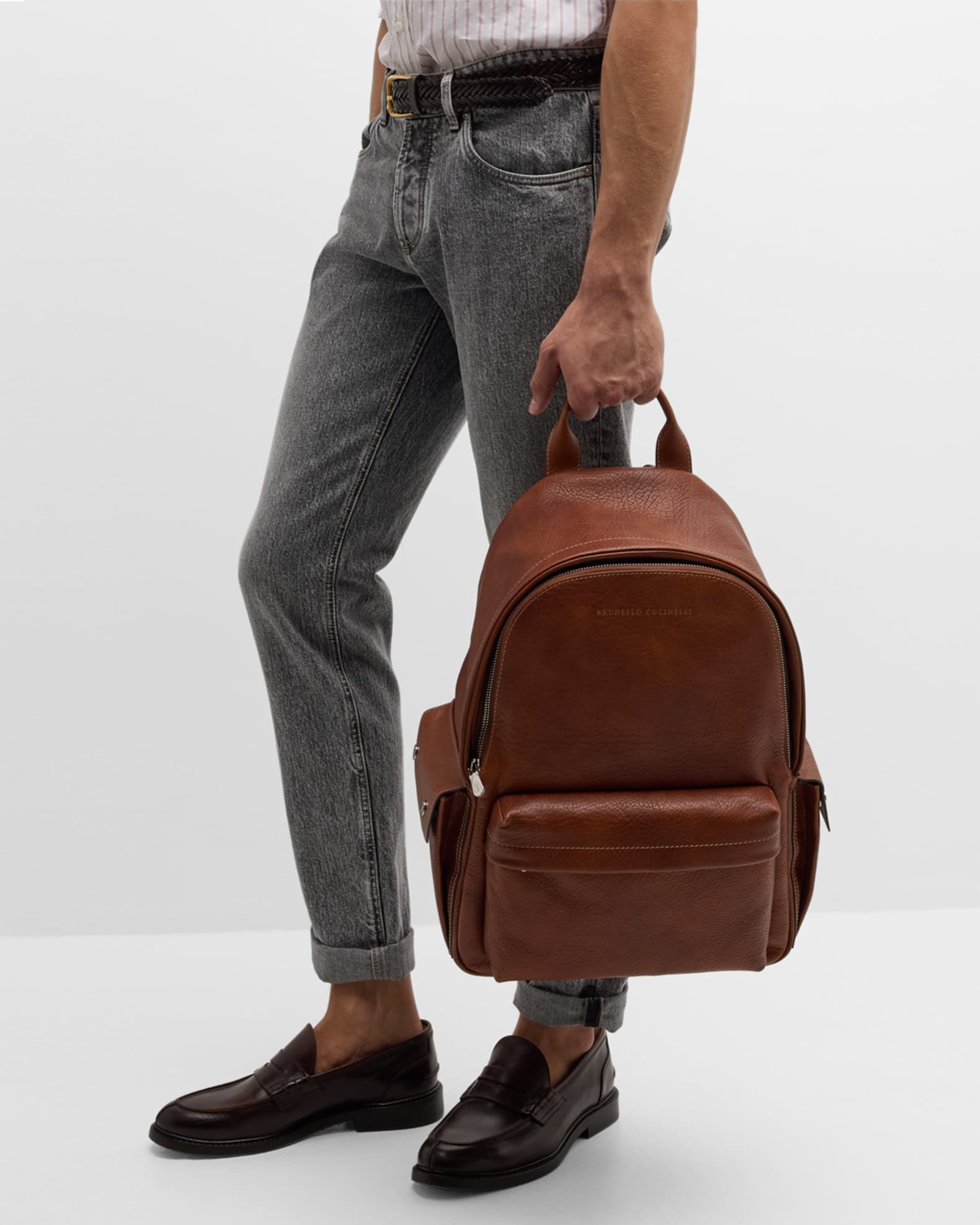 希少】BRUNELLO CUCINELLI リュック オールレザー ブラウン
