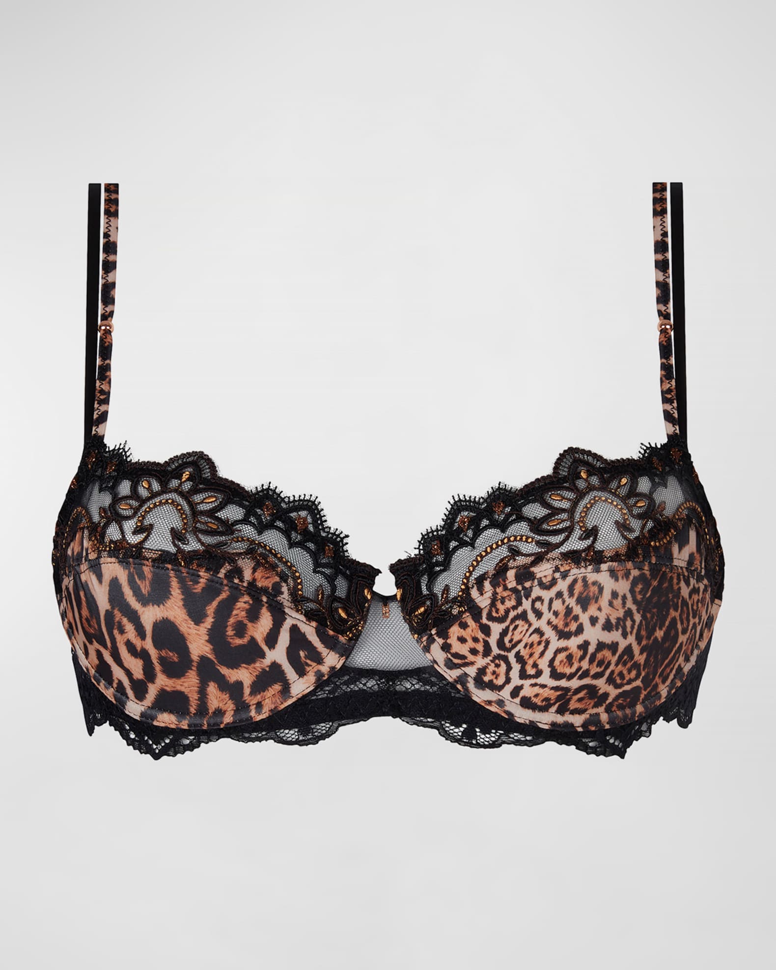 Lise Charmel Peau De Bete Leopard-print Lace Contour Bra in Brown