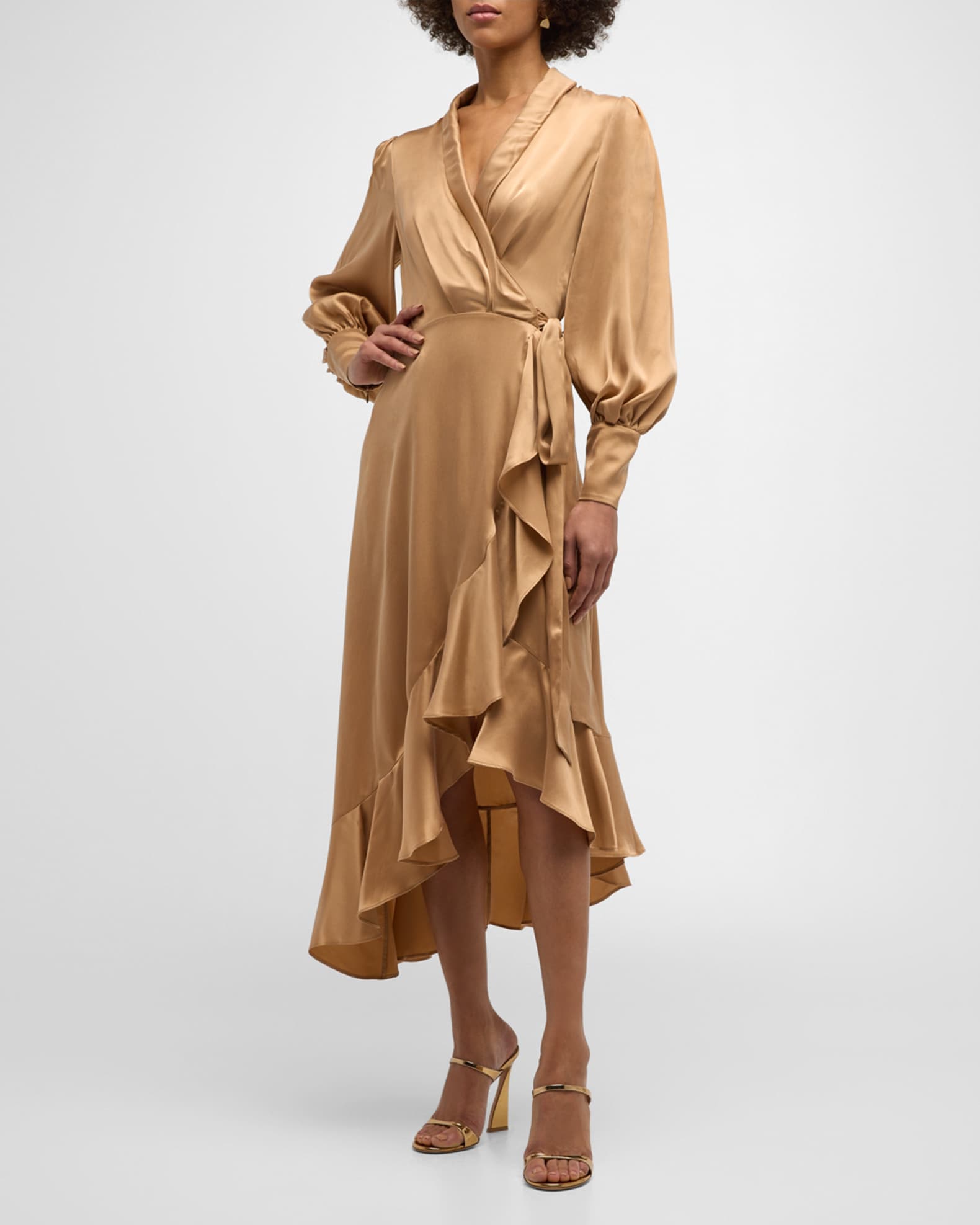 Zimmermann Silk Wrap Midi Dress | Neiman Marcus