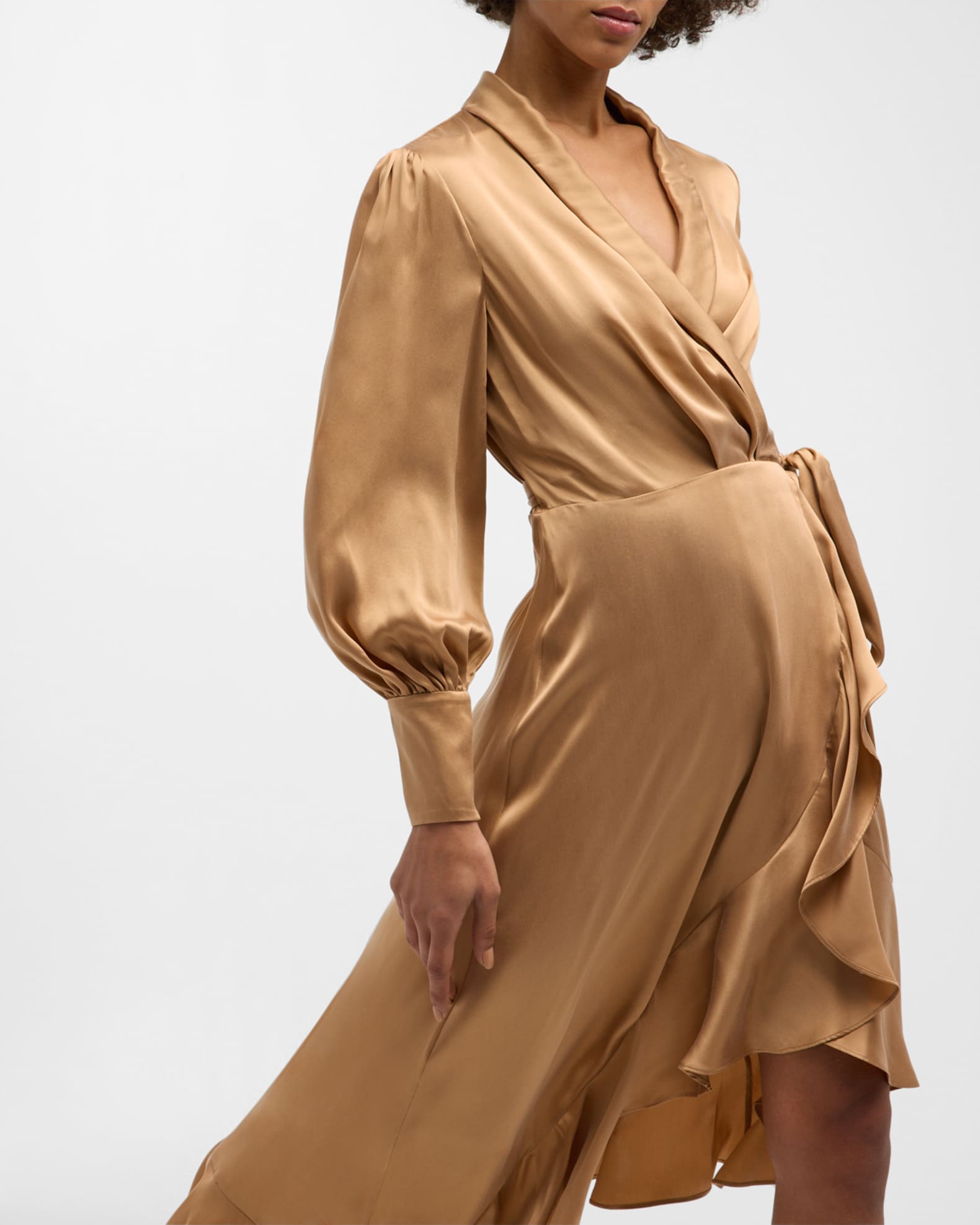 Zimmermann Silk Wrap Midi Dress | Neiman Marcus