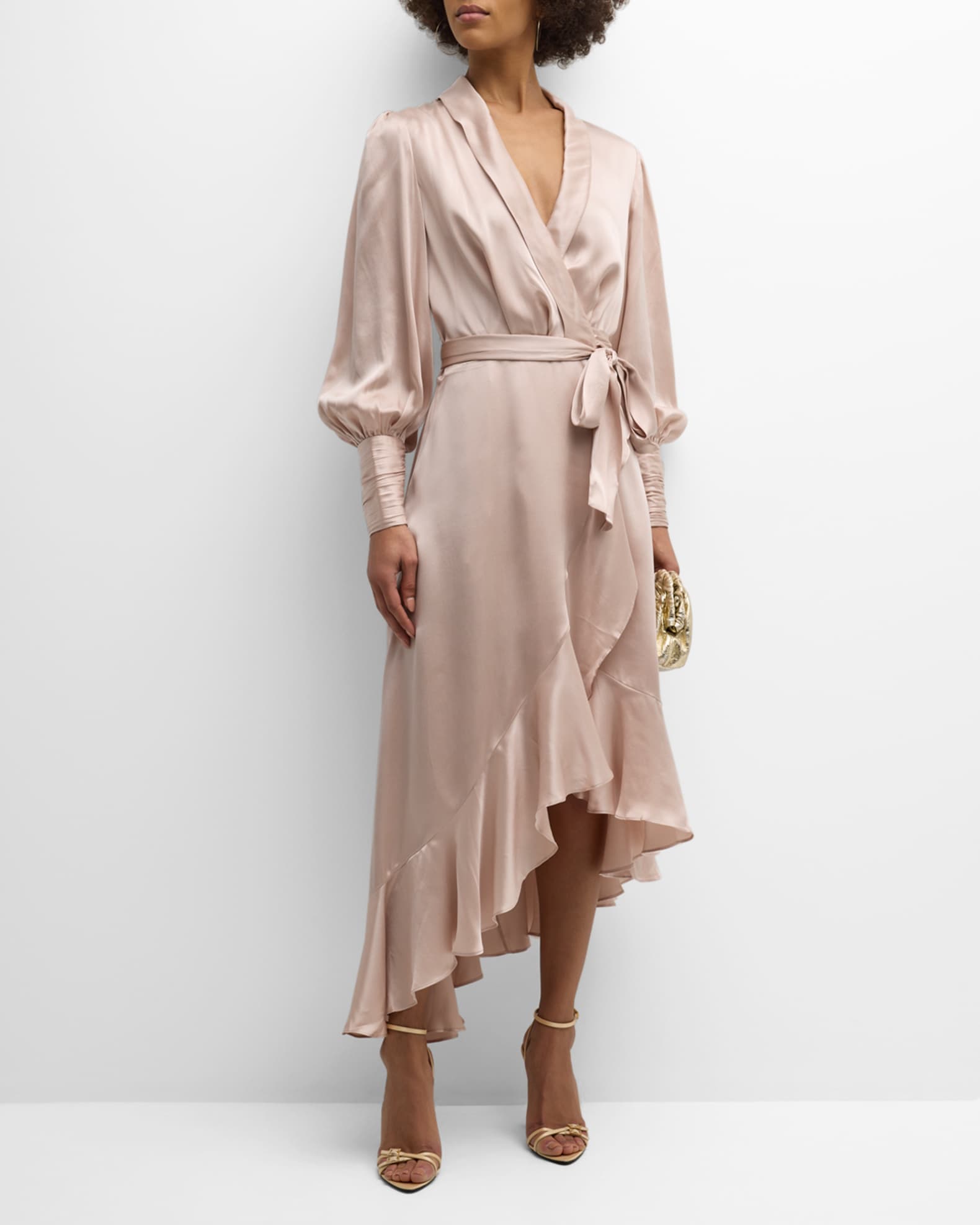 ワンピース ZIMMERMANN SILK WRAP MIDI DRESS Zimmermann Silk Wrap Midi Dress | Neiman Marcus