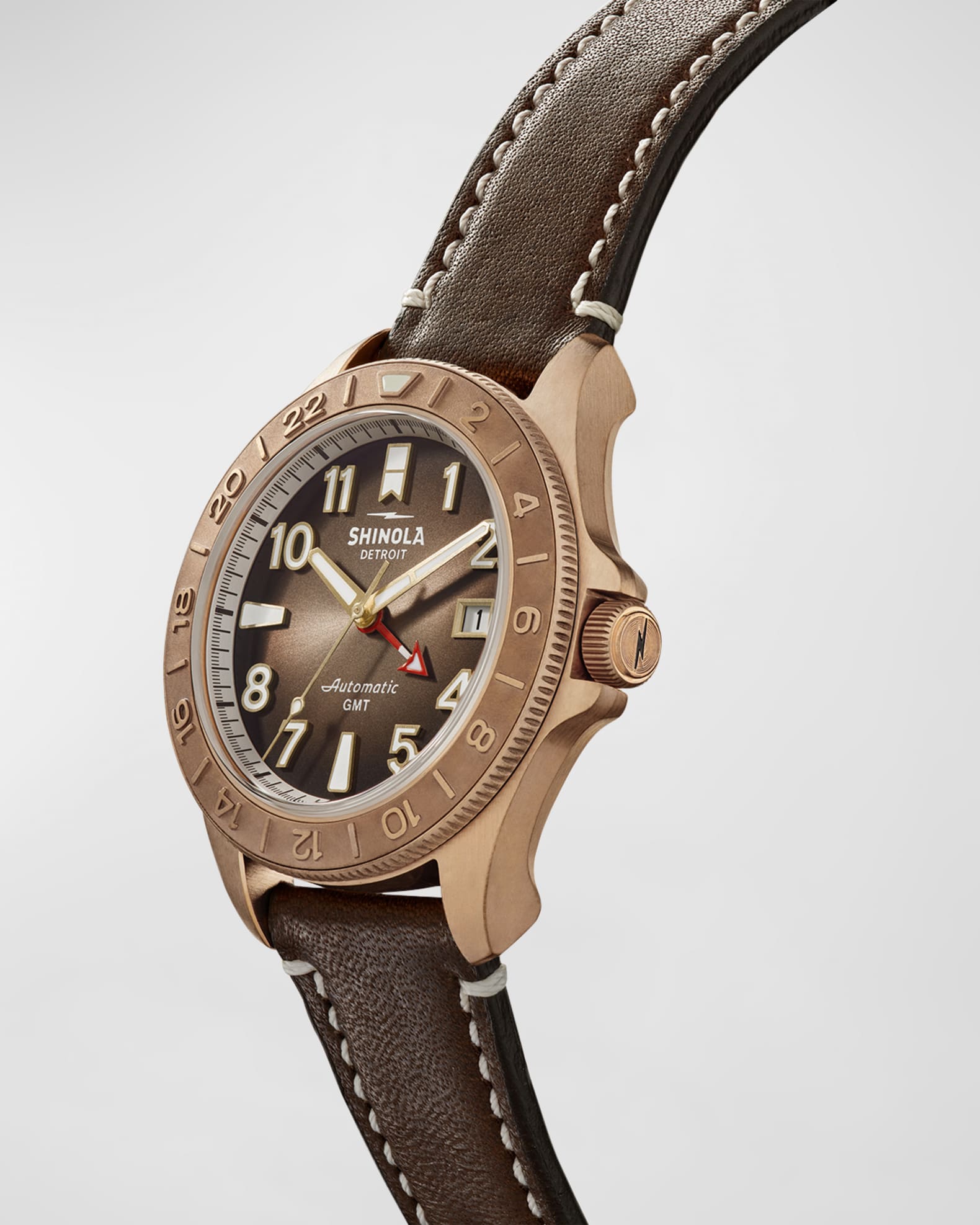 Men s Bronze Automatic GMT Watch with Leather and Nylon Straps