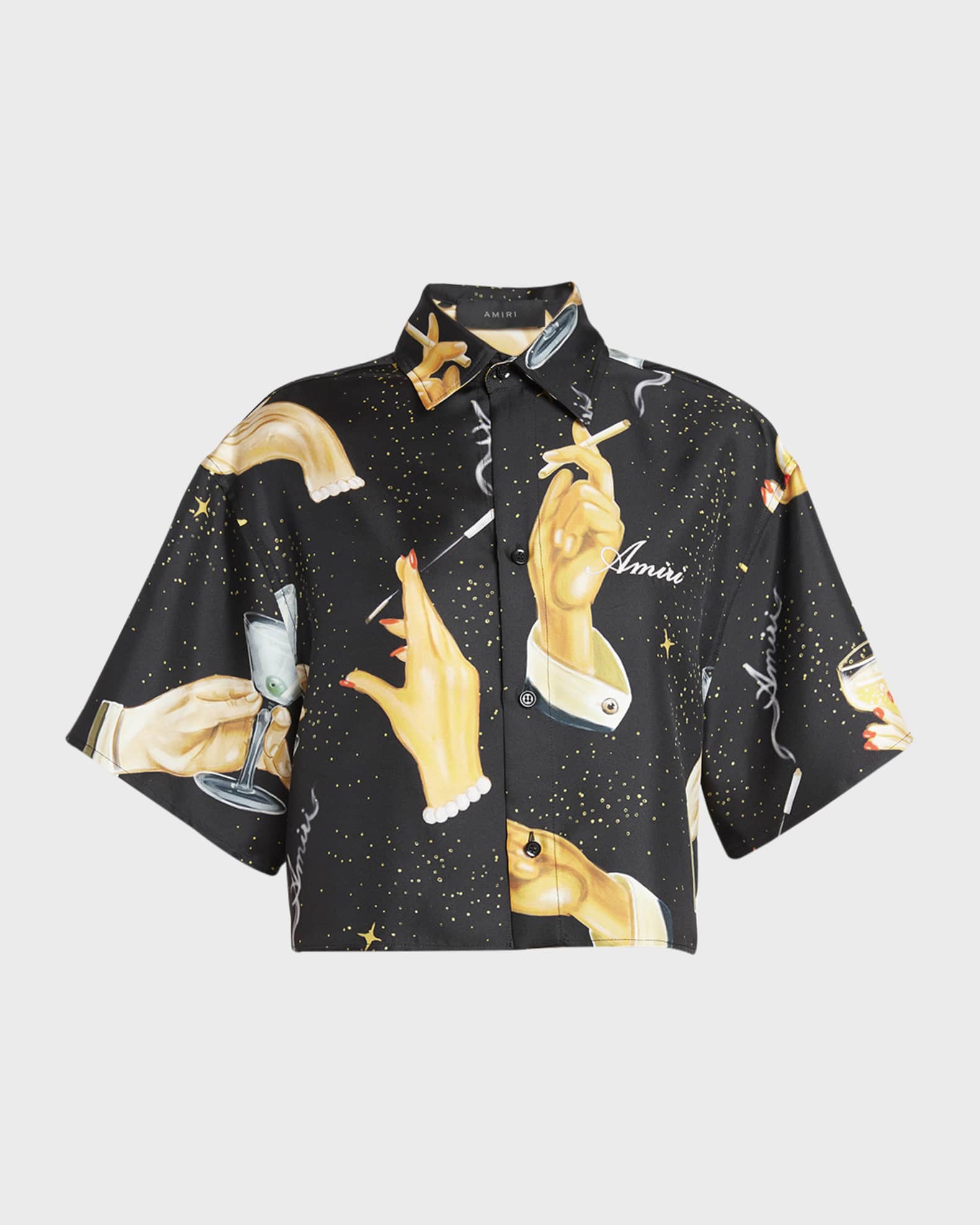 AMIRI logo-print silk shirt - Black