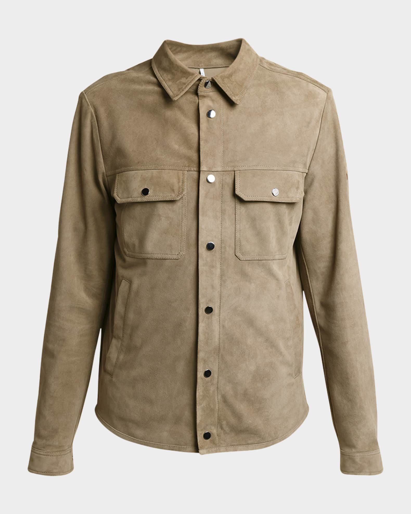 Moncler Men's Suede Snap-Front Overshirt