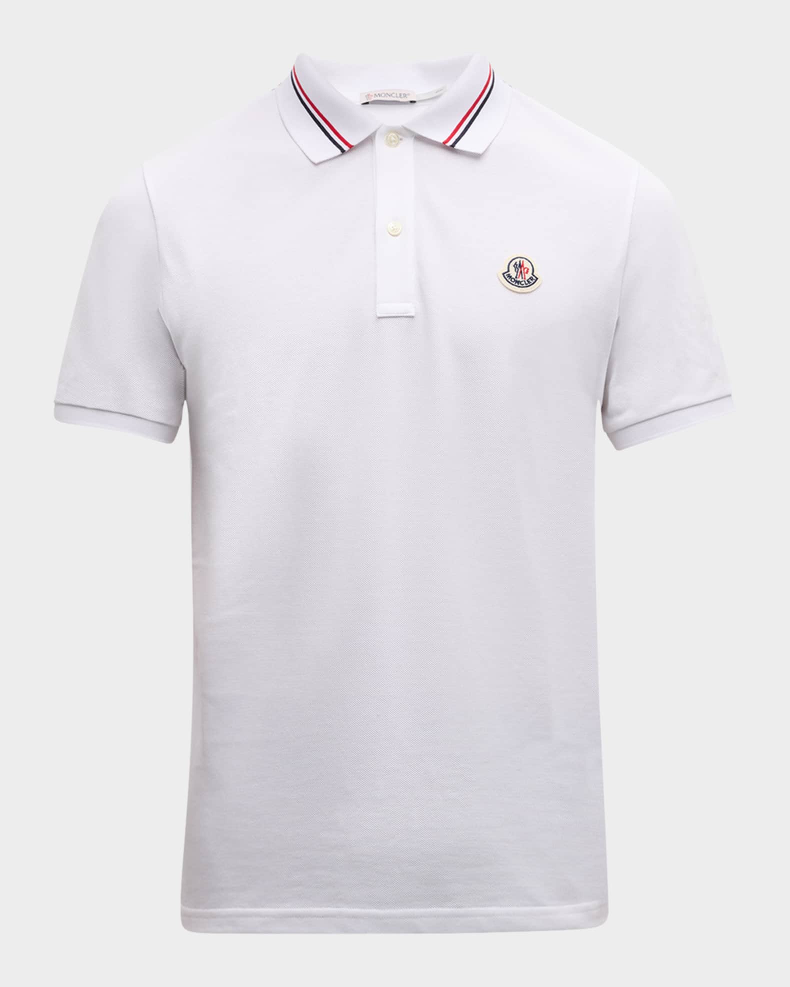 Moncler Men s Polo Shirt with Striped Collar Neiman Marcus