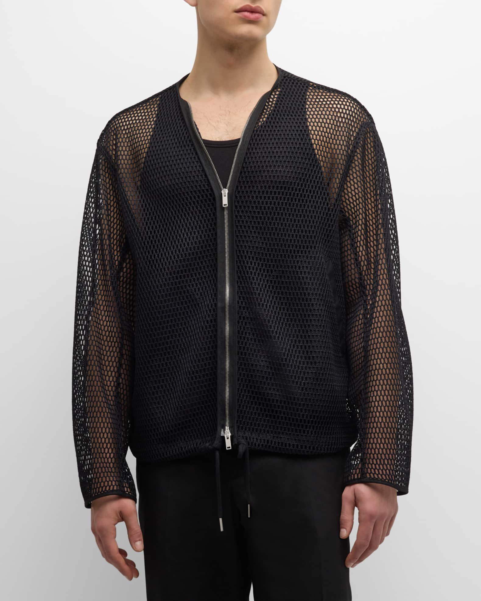 Men's Mesh Net Bomber Jacket