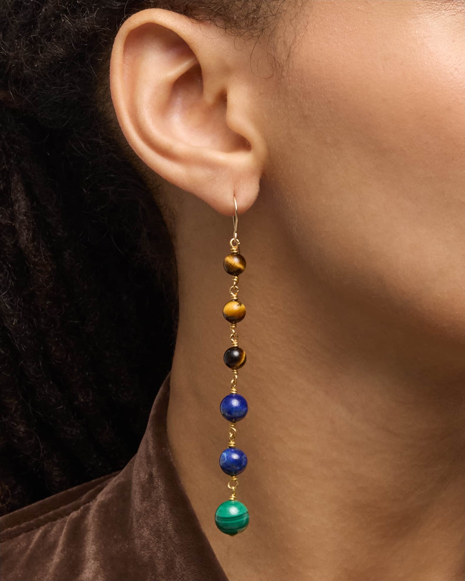 Malachite, Tigers Eye and Lapis Earrings 1