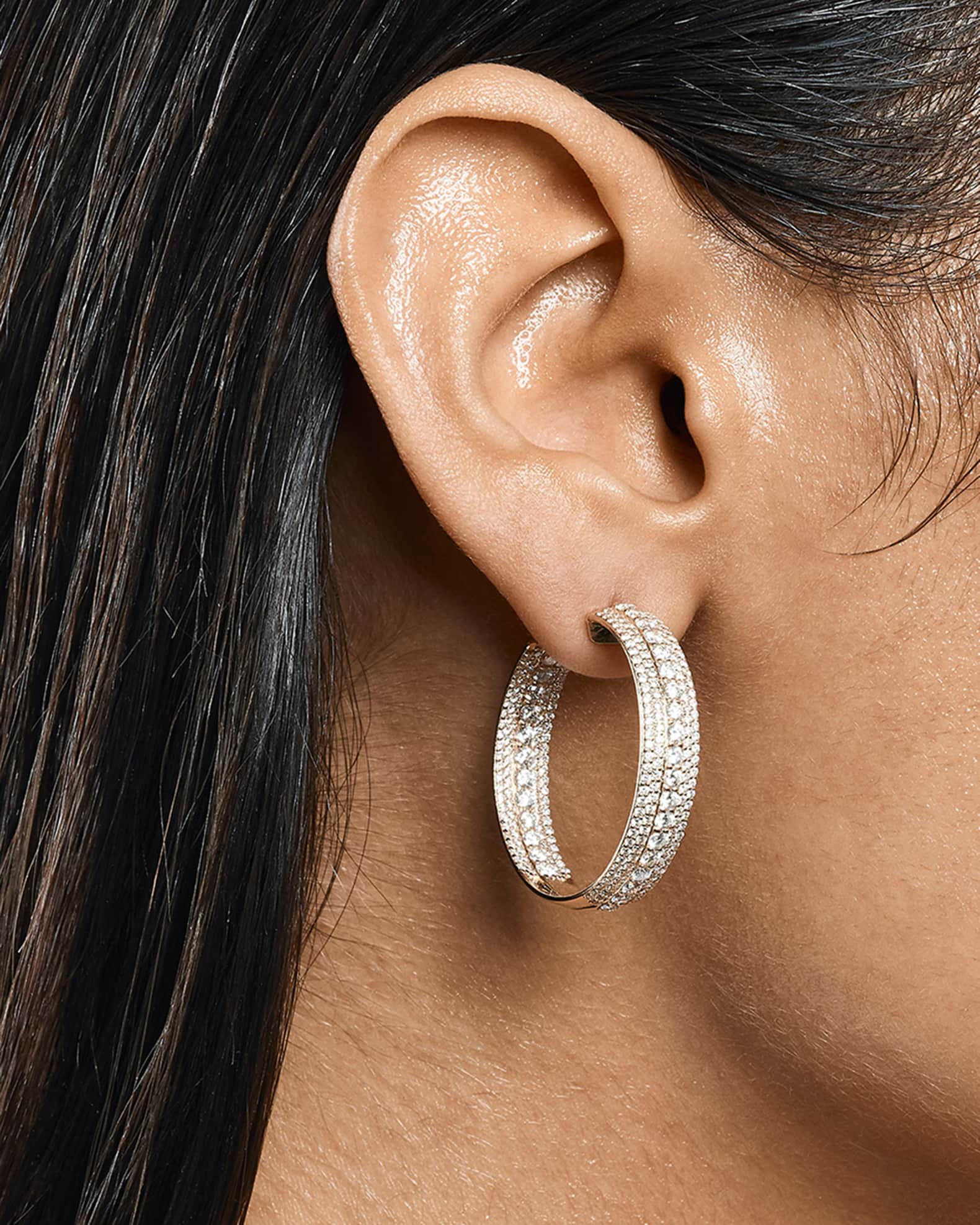 Curved Mega Flawless Hoop Earrings, 30mm  1