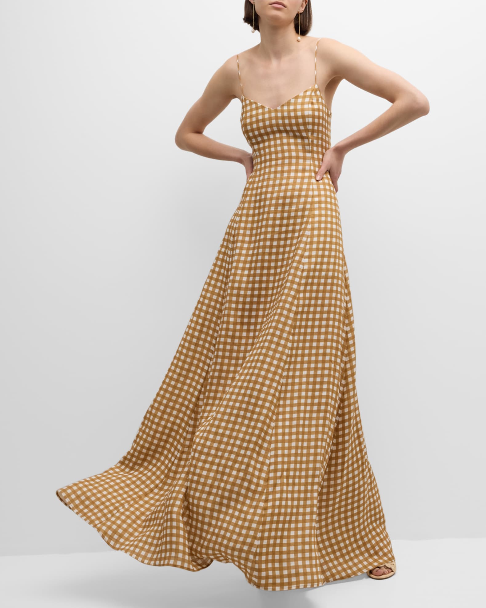 Linen Oversized Dress in Small Green Gingham