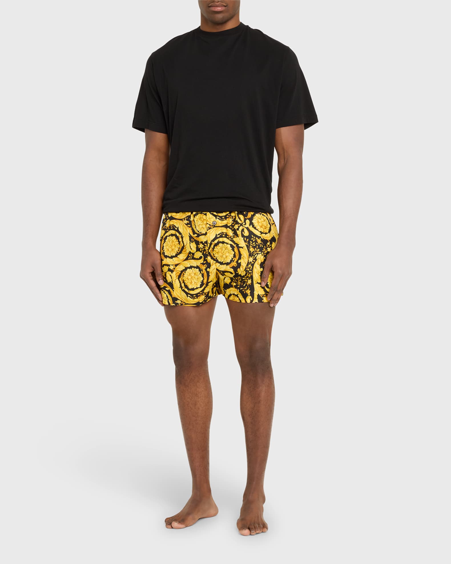 Men s Silk Baroque Print Pajama Shorts