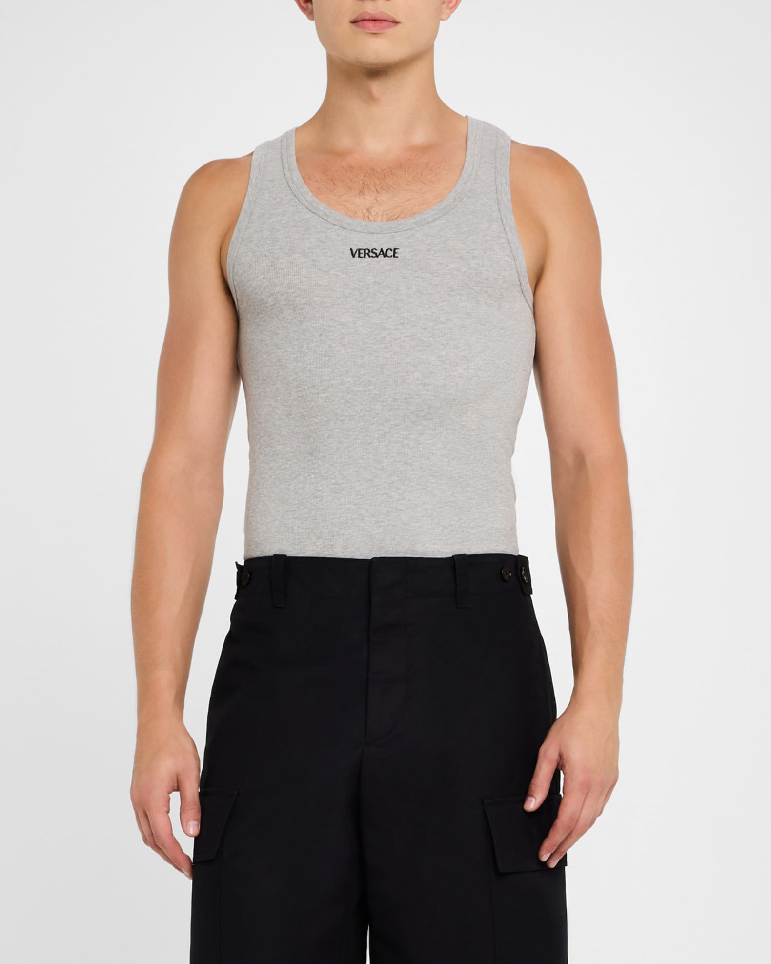 2024春の新作 Embroidered Men's Versace Logo Marcus Neiman | Top Tank トップス