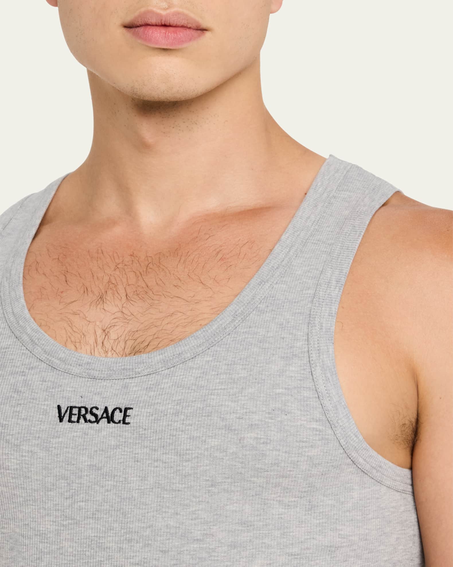 公式通販 - 人気アイテム多数 Versace Men's Marcus Neiman | Top Tank Logo Embroidered トップス
