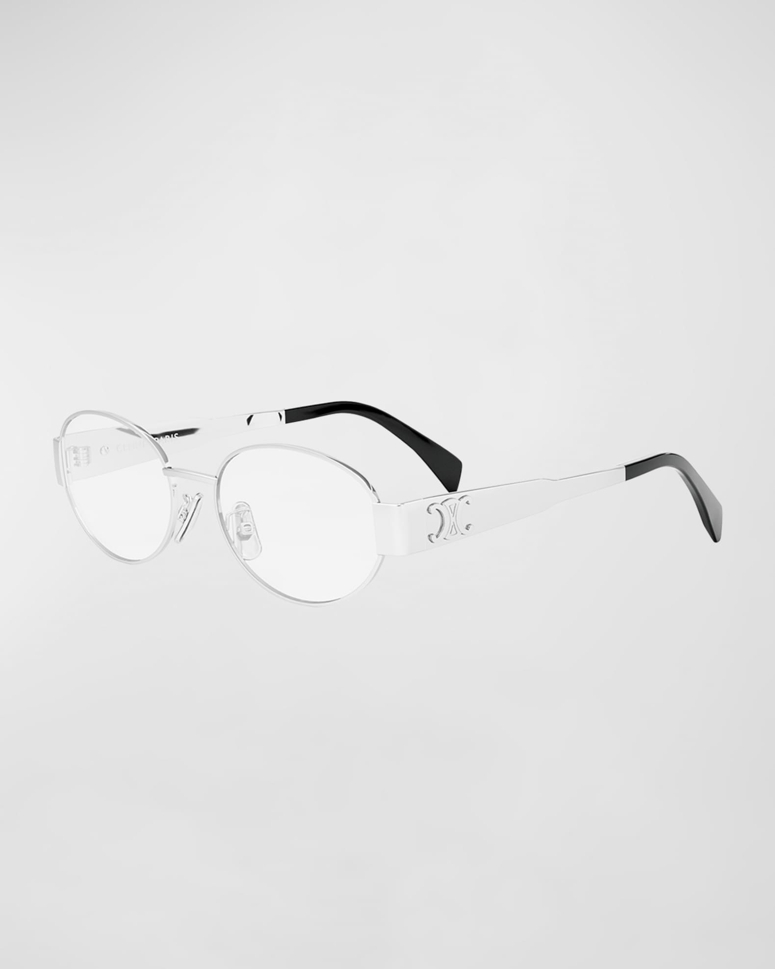 Celine Triomphe Metal Oval Glasses Neiman Marcus