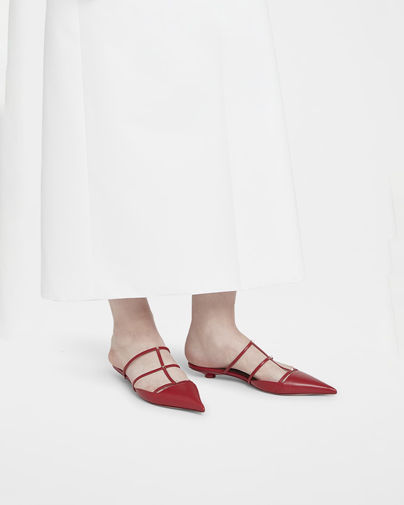Rockstud Leather T-Strap Ballerina Mules 1