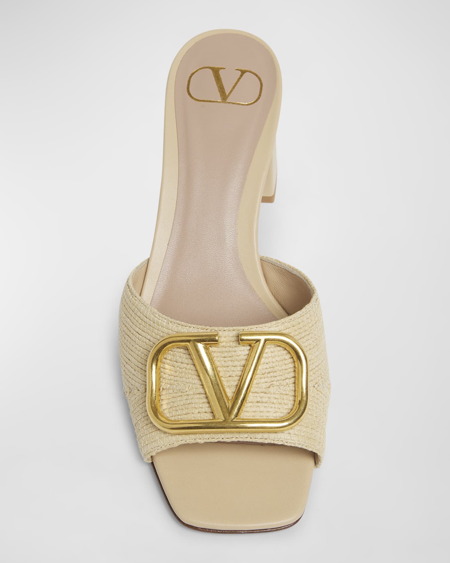 Valentino Garavani Beige Raffia Slippers