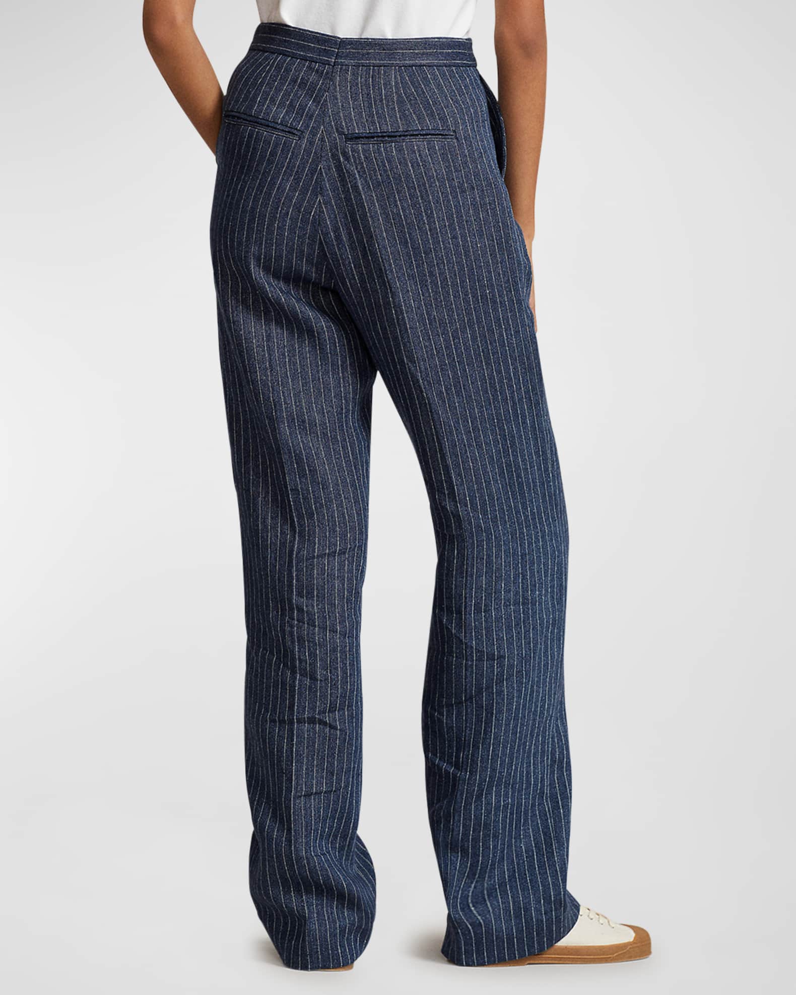 Polo Ralph Lauren Pinstripe Linen Pants | Neiman Marcus