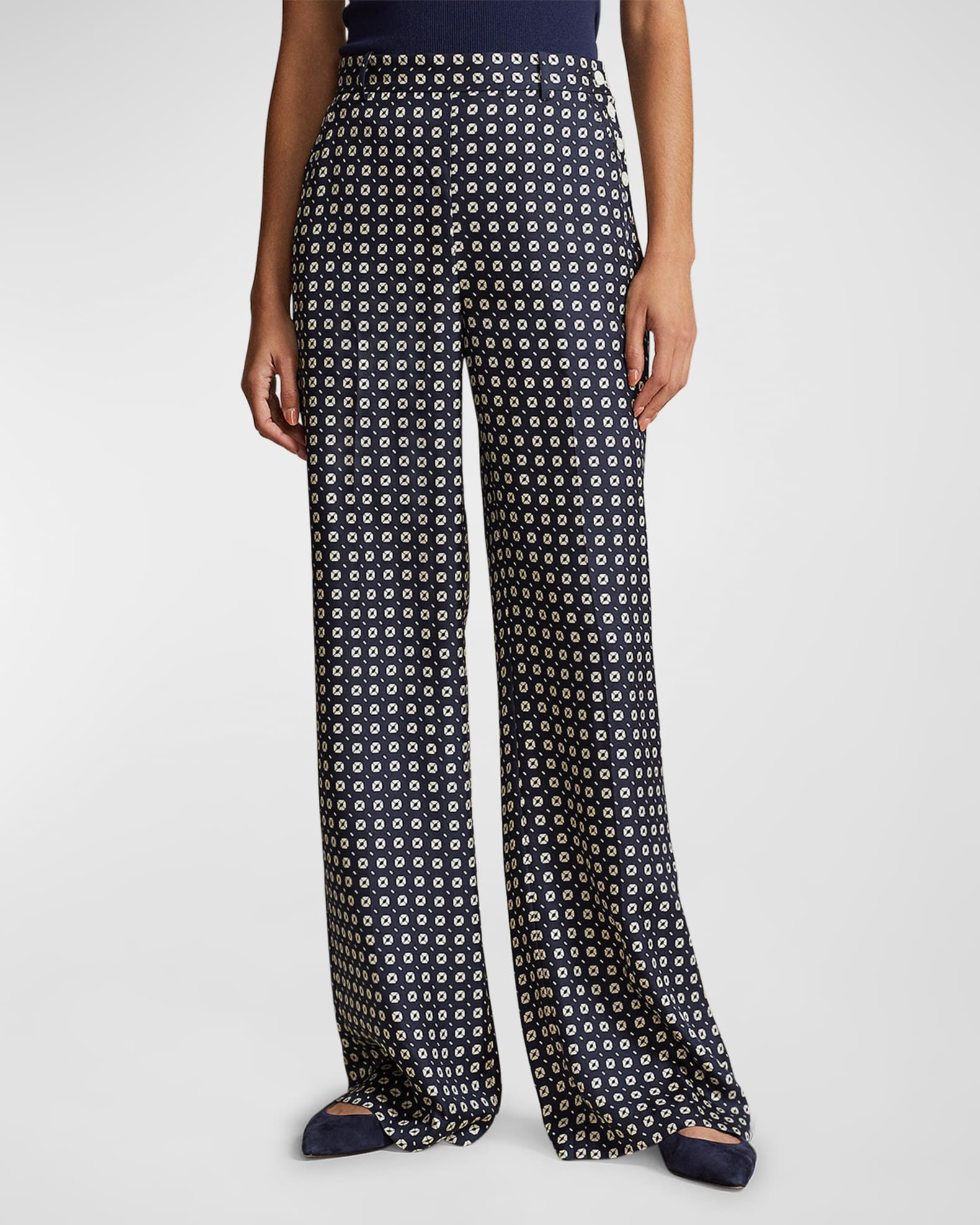 Polo Ralph Lauren Geo-Motif Silk Wide-Leg Pants