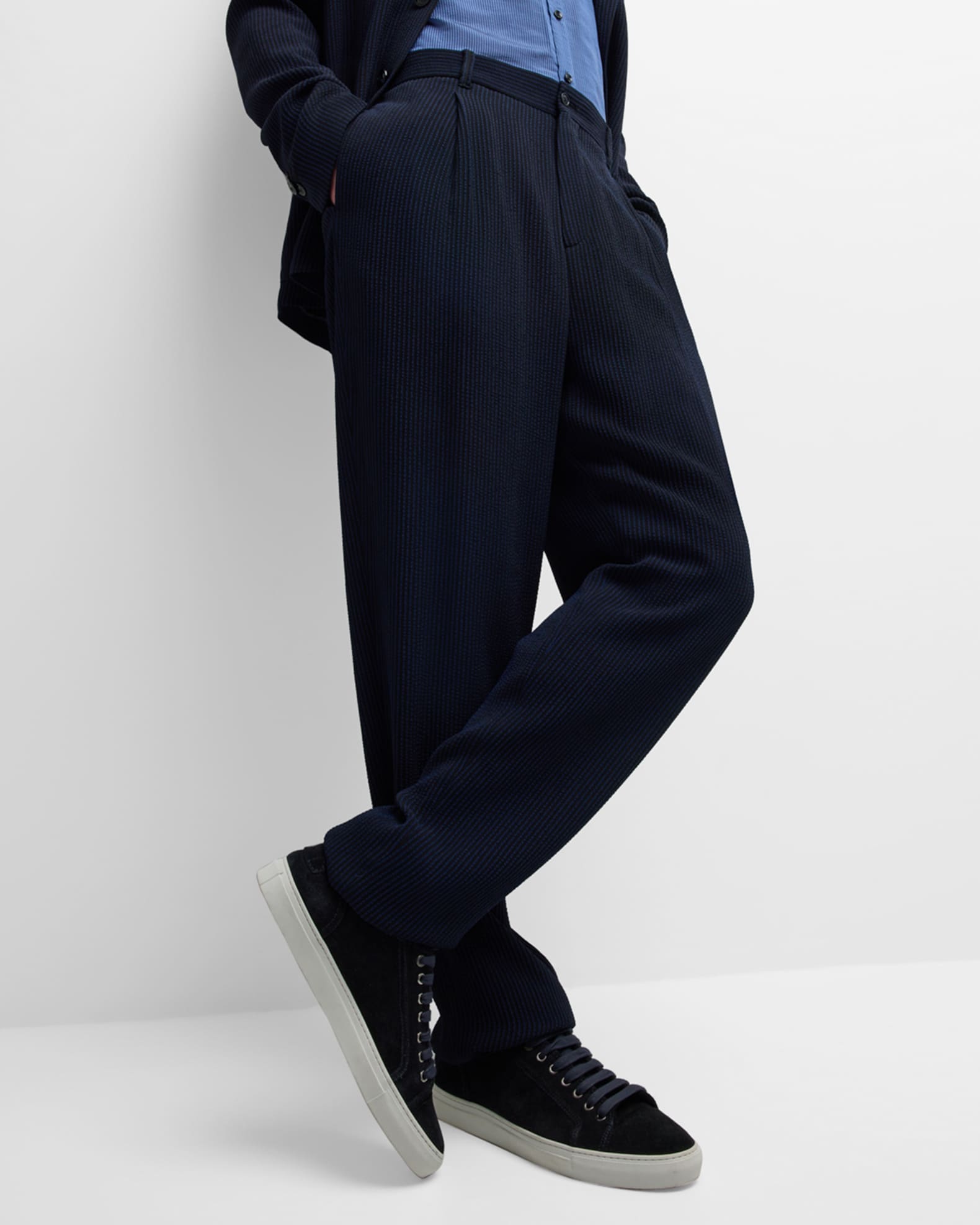 ジョルジオアルマーニ Giorgio Armani Trousers Giorgio Armani Men's Loose-Fit Seersucker Pants | Neiman Marcus