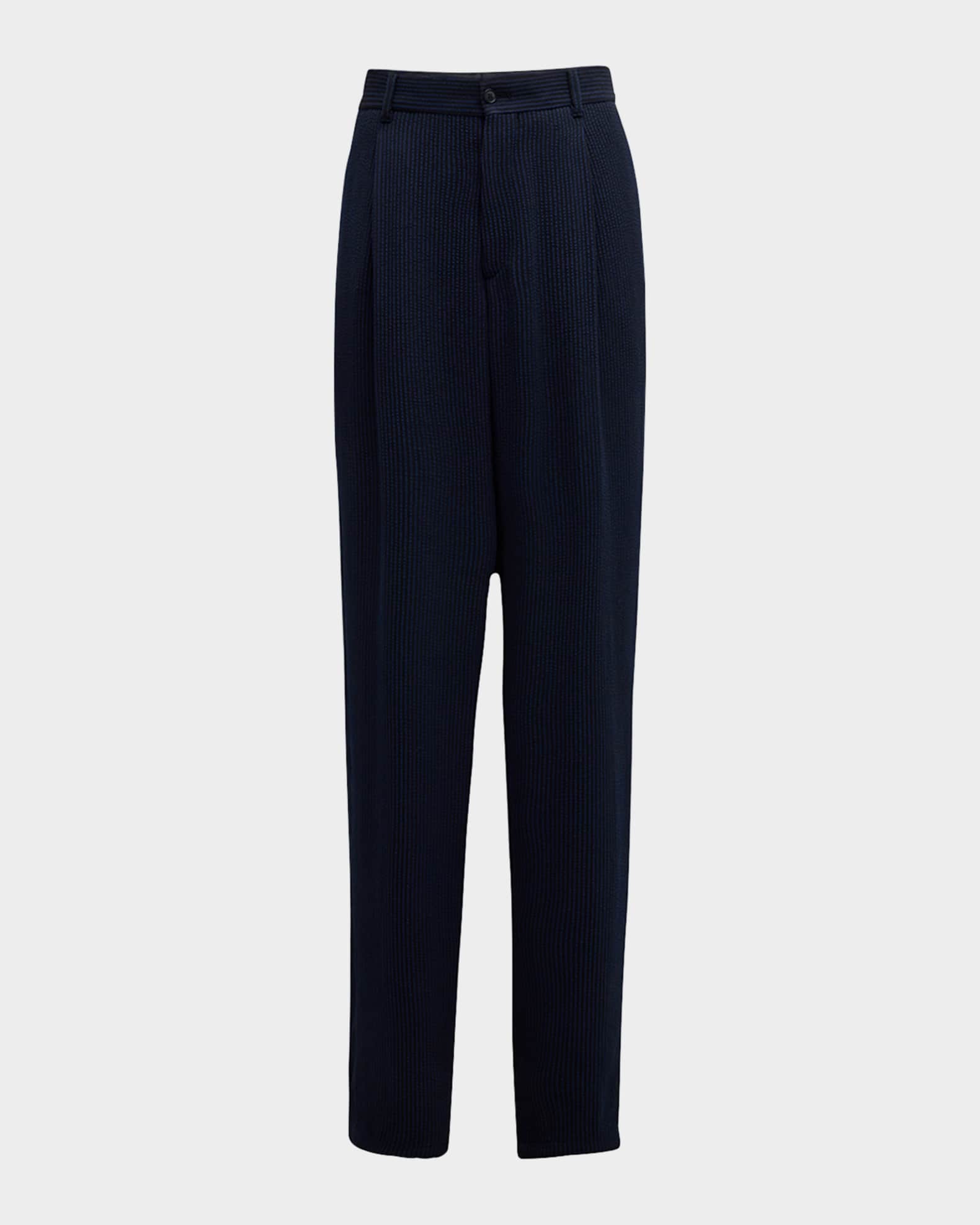 Giorgio Armani Men's Loose-Fit Seersucker Pants | Neiman Marcus