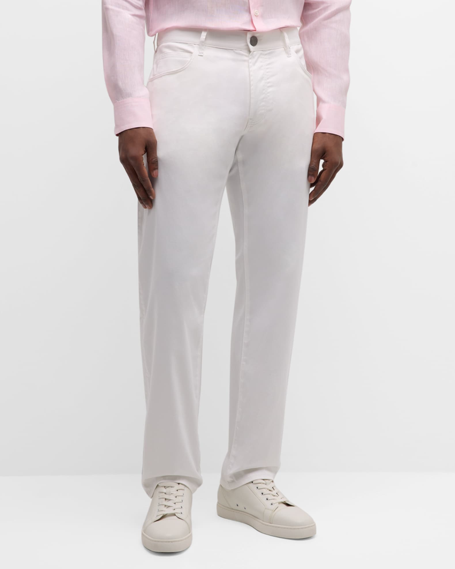 Giorgio Armani Men's Cotton-Silk Stretch Pants | Neiman Marcus