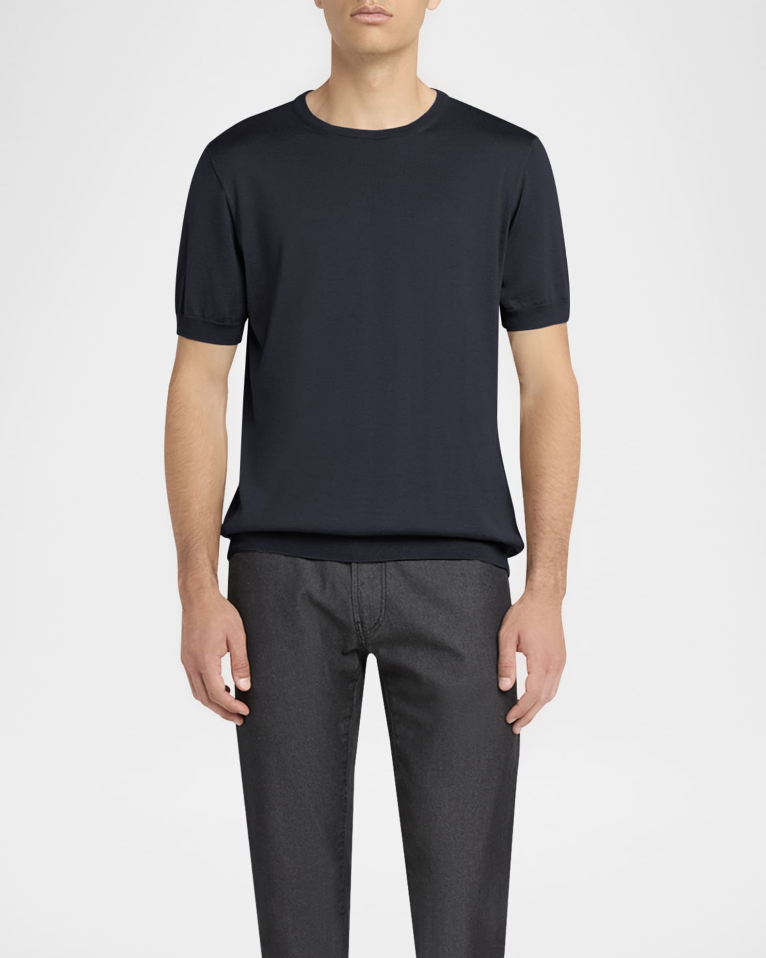 Tシャツ・カットソー GIORGIO ARMANI Giorgio Armani Silk Shirt Giorgio Armani Men's Silk-Cotton Crew T-Shirt | Neiman Marcus