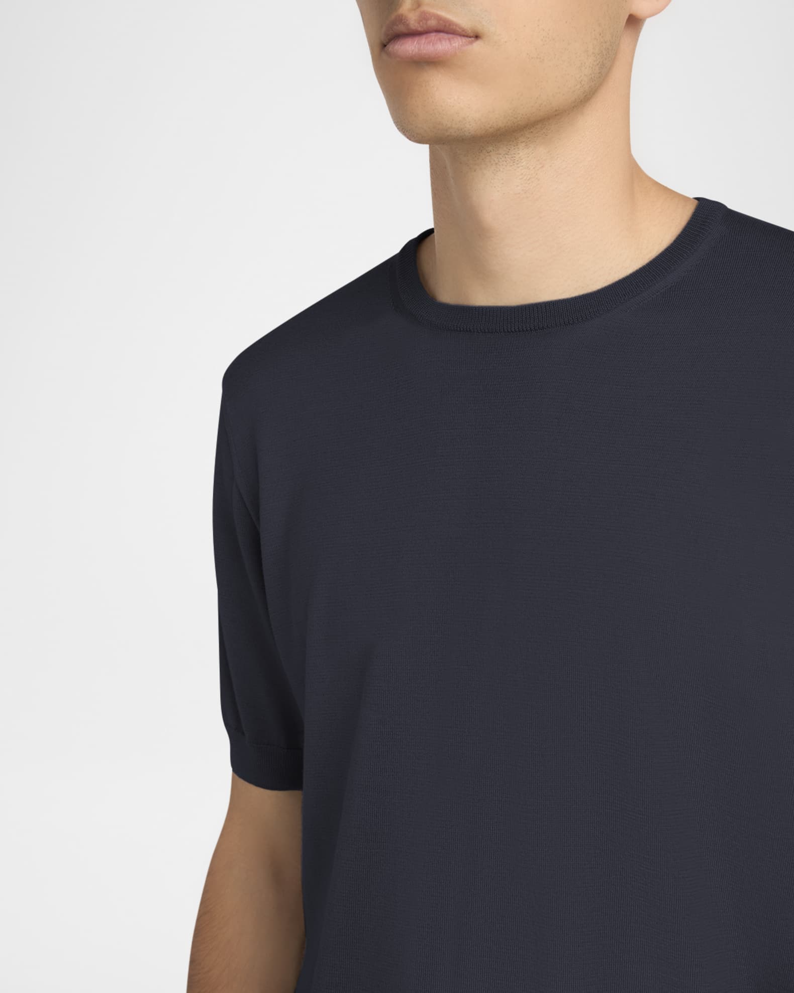 Giorgio Armani Men's Silk-Cotton Crew T-Shirt | Neiman Marcus