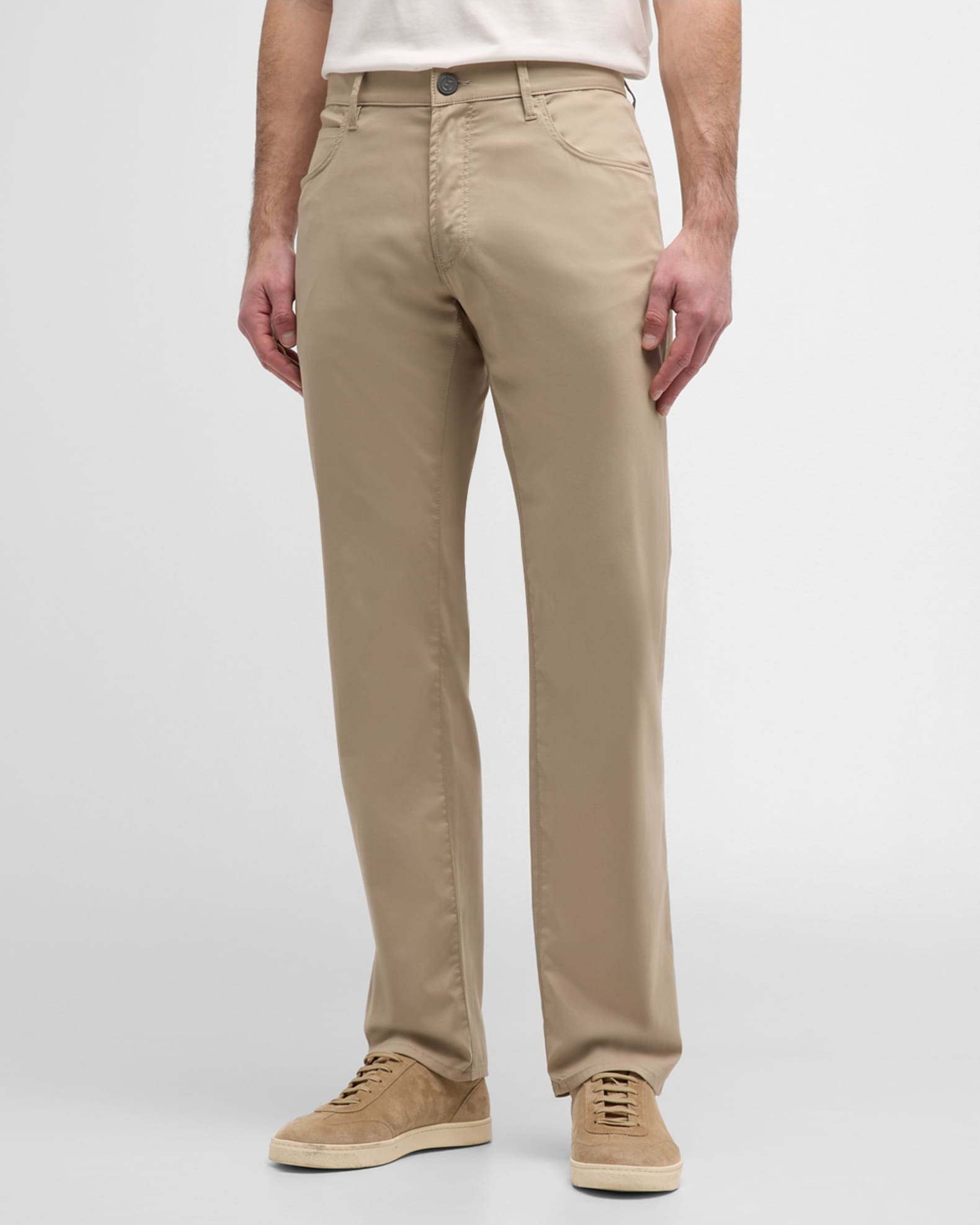 Giorgio Armani Men's Cotton-Silk Stretch Pants | Neiman Marcus