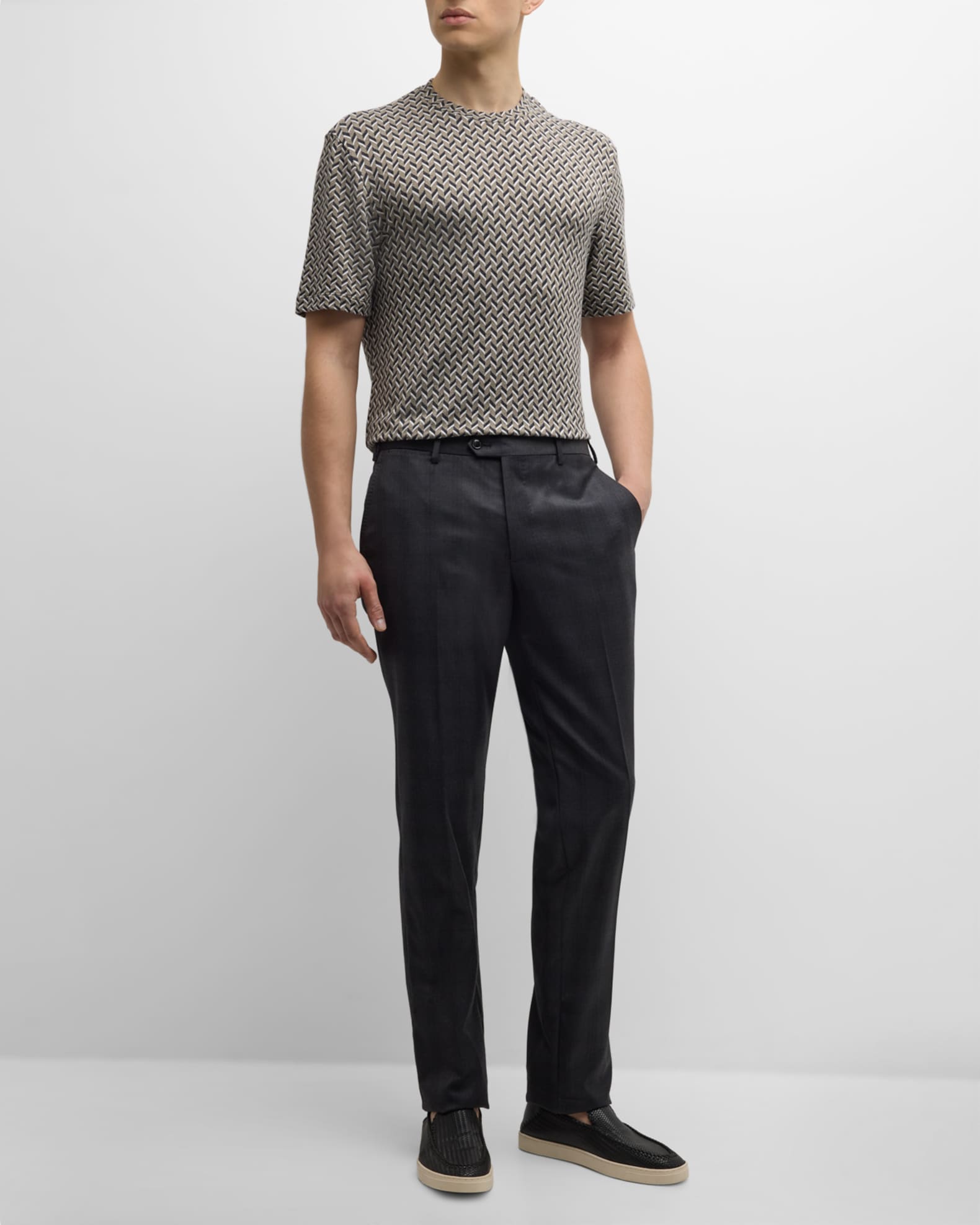 Giorgio Armani Men's Geometric Stretch T-Shirt | Neiman Marcus