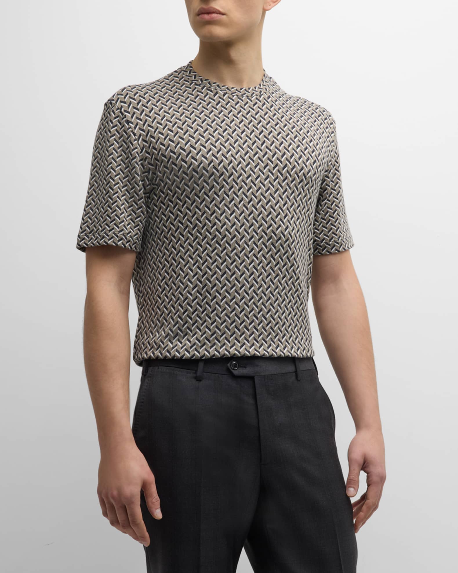 Giorgio Armani Men's Geometric Stretch T-Shirt | Neiman Marcus