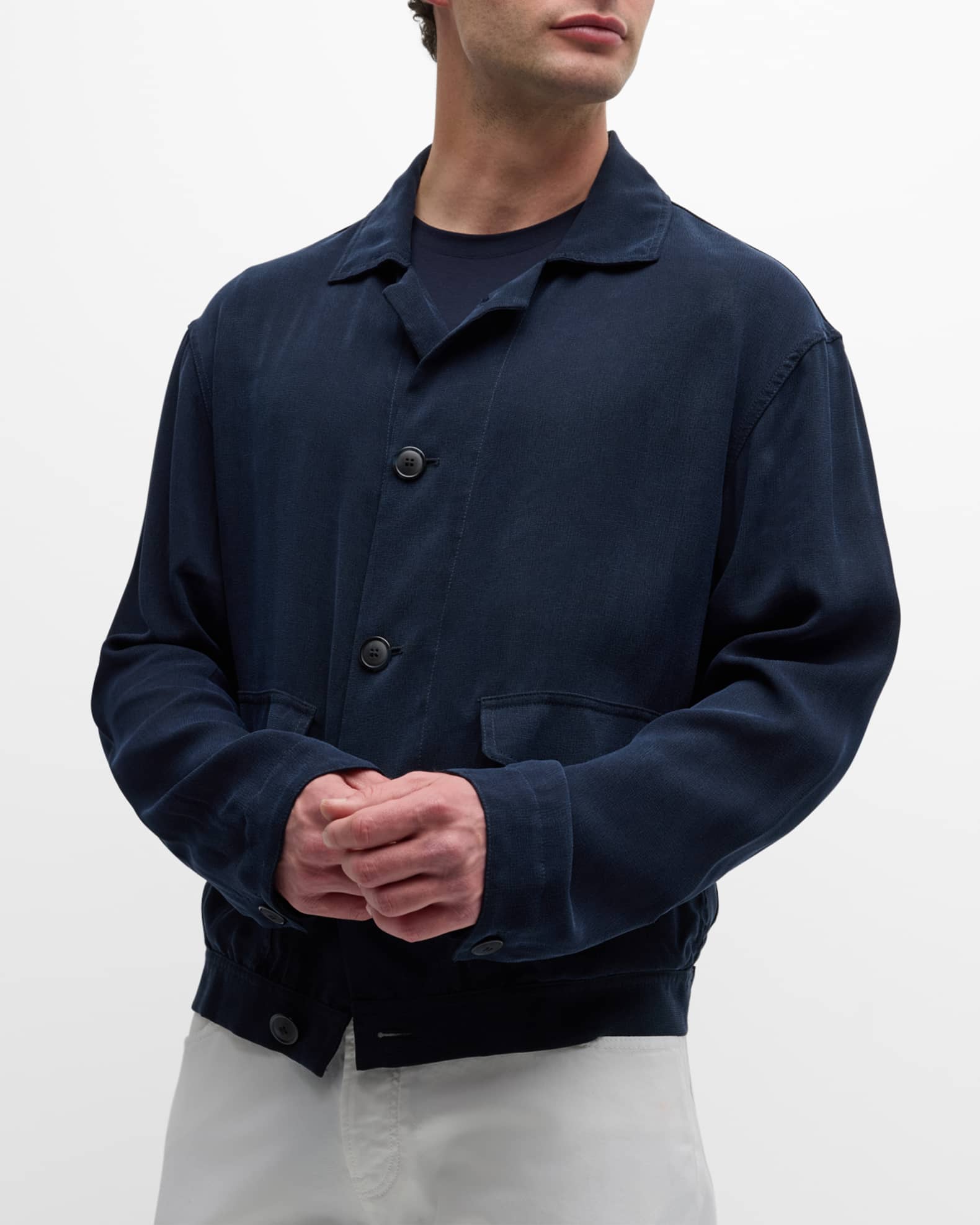 Giorgio Armani Men's Cupro Jacket with Flap Pockets | Neiman Marcus